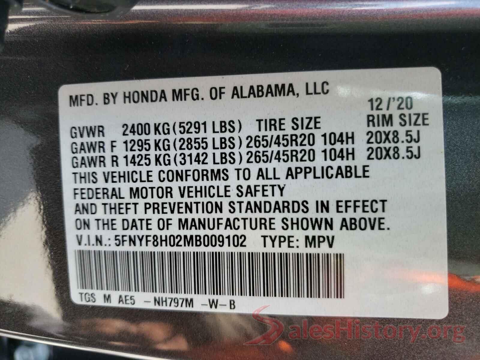 5FNYF8H02MB009102 2021 HONDA PASSPORT