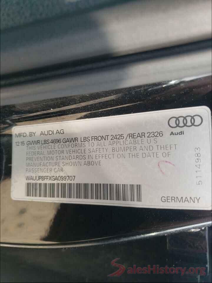 WAUUPBFFXGA099707 2016 AUDI A3