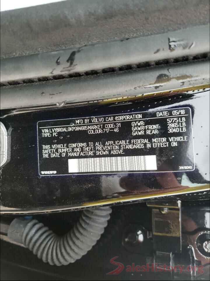 LVYBR0AL0KP084685 2019 VOLVO S90