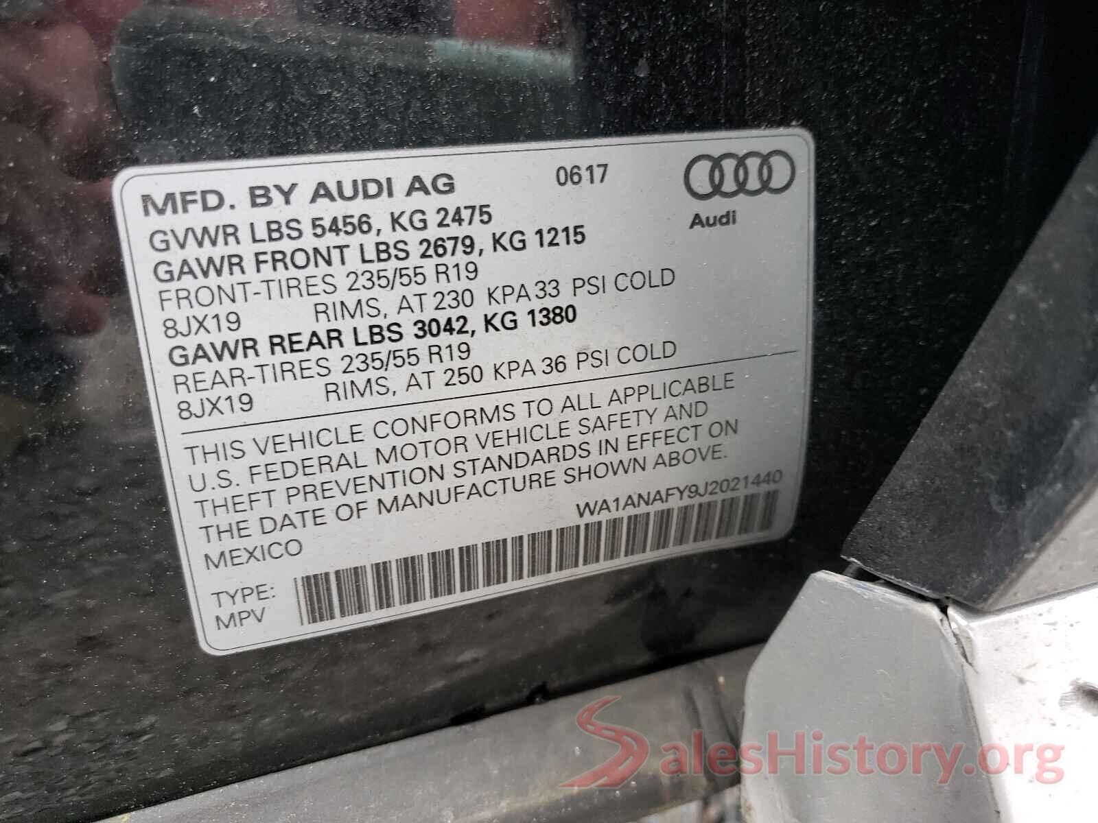 WA1ANAFY9J2021440 2018 AUDI Q5