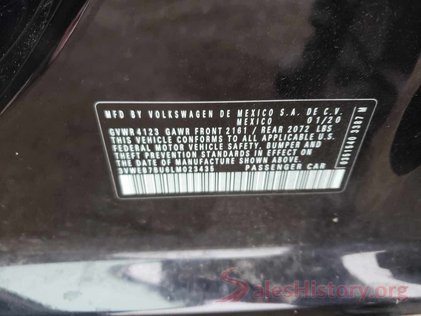 3VWEB7BU6LM023435 2020 VOLKSWAGEN JETTA