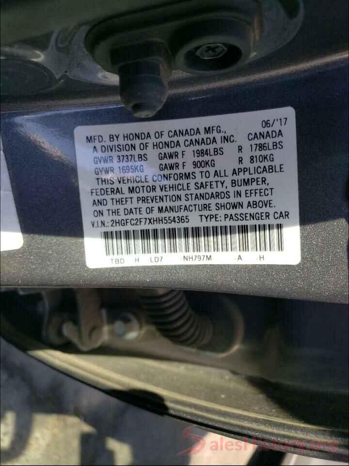 2HGFC2F7XHH554365 2017 HONDA CIVIC