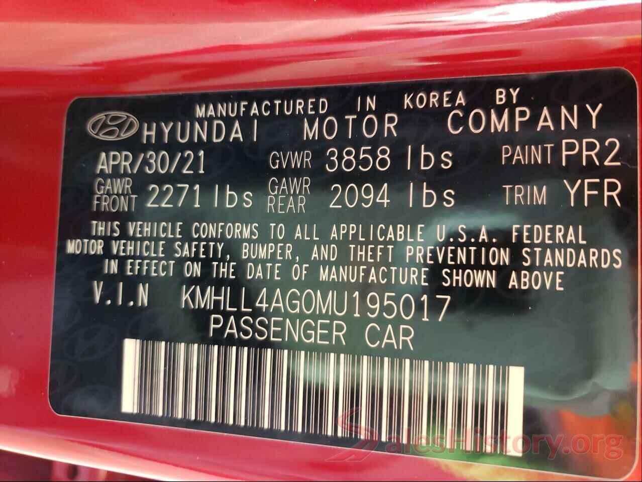 KMHLL4AG0MU195017 2021 HYUNDAI ELANTRA