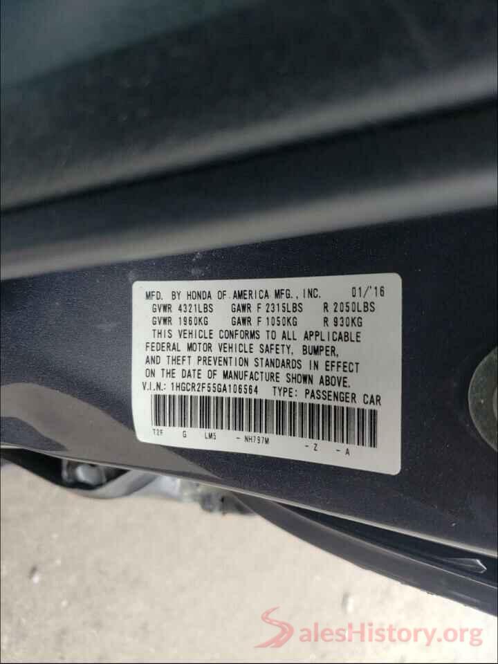 1HGCR2F55GA106564 2016 HONDA ACCORD