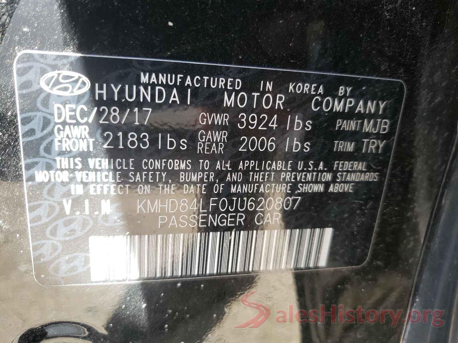 KMHD84LF0JU620807 2018 HYUNDAI ELANTRA