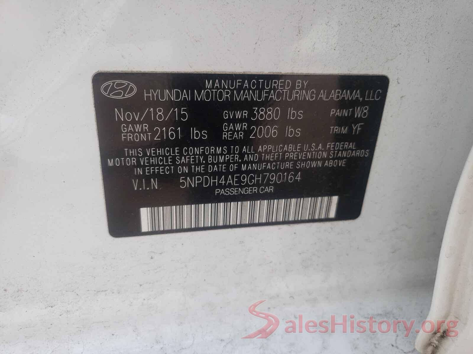 5NPDH4AE9GH790164 2016 HYUNDAI ELANTRA