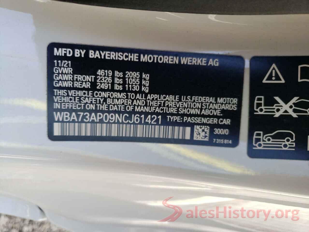 WBA73AP09NCJ61421 2022 BMW 4 SERIES