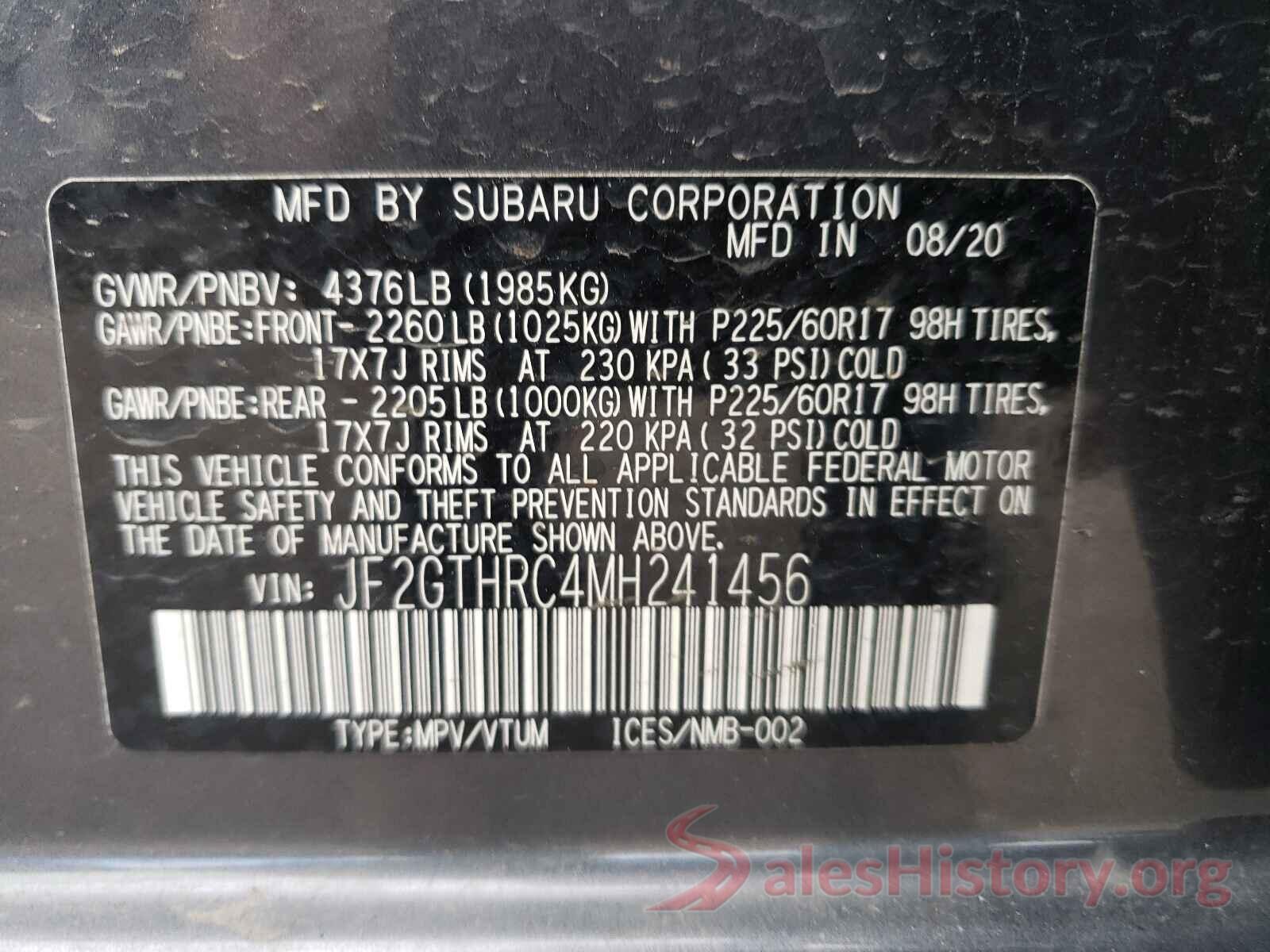 JF2GTHRC4MH241456 2021 SUBARU CROSSTREK