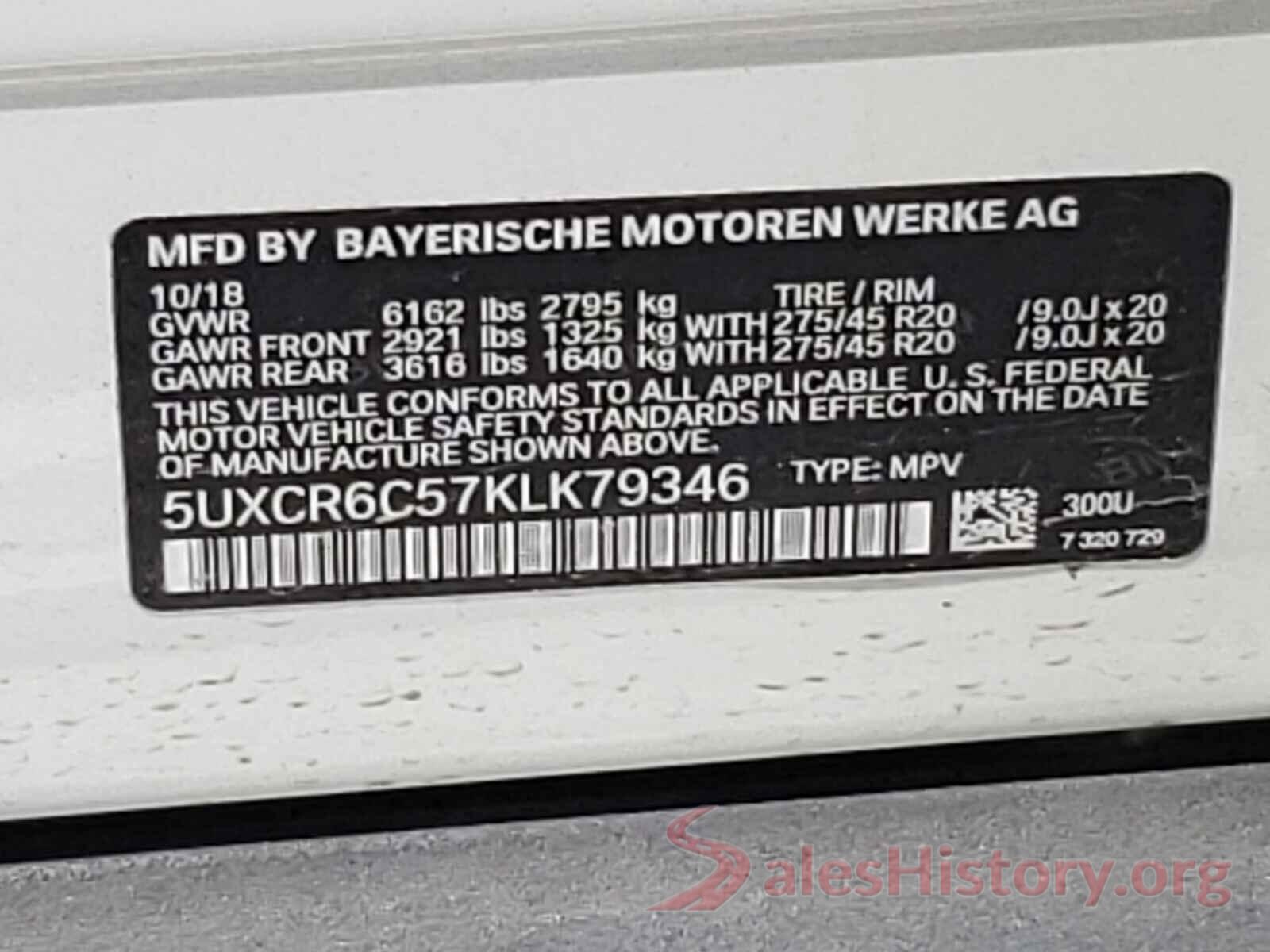 5UXCR6C57KLK79346 2019 BMW X5