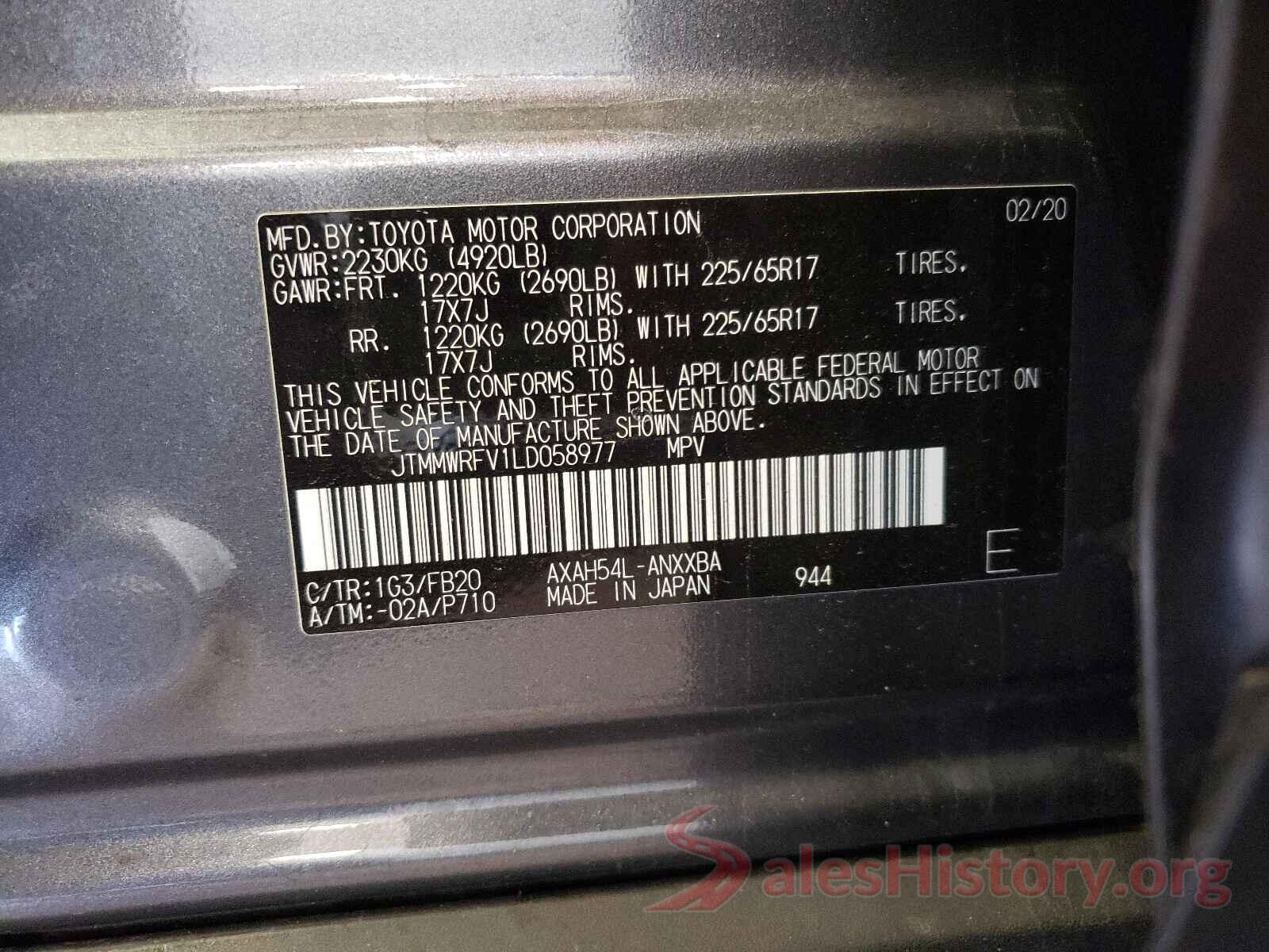 JTMMWRFV1LD058977 2020 TOYOTA RAV4