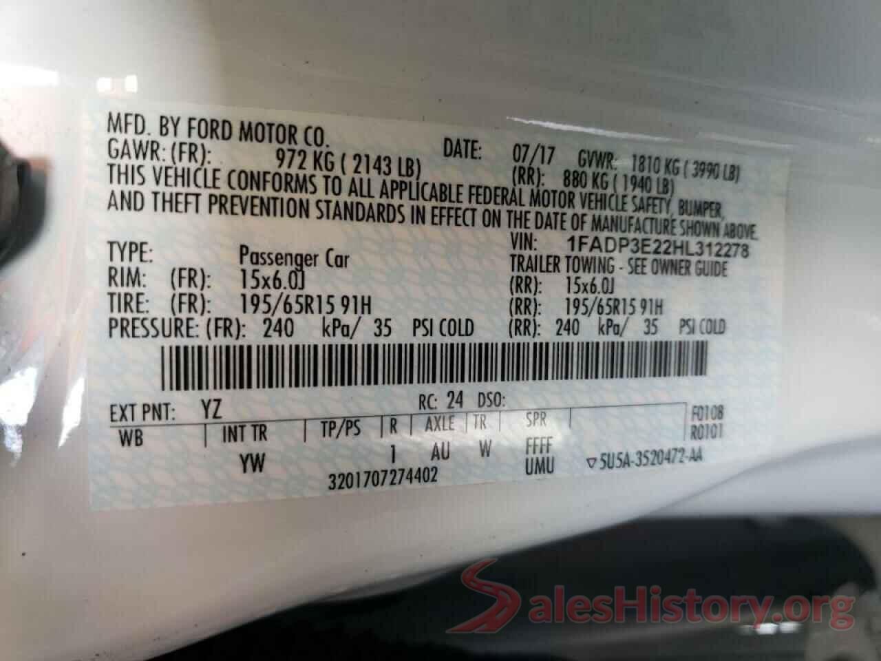 1FADP3E22HL312278 2017 FORD FOCUS