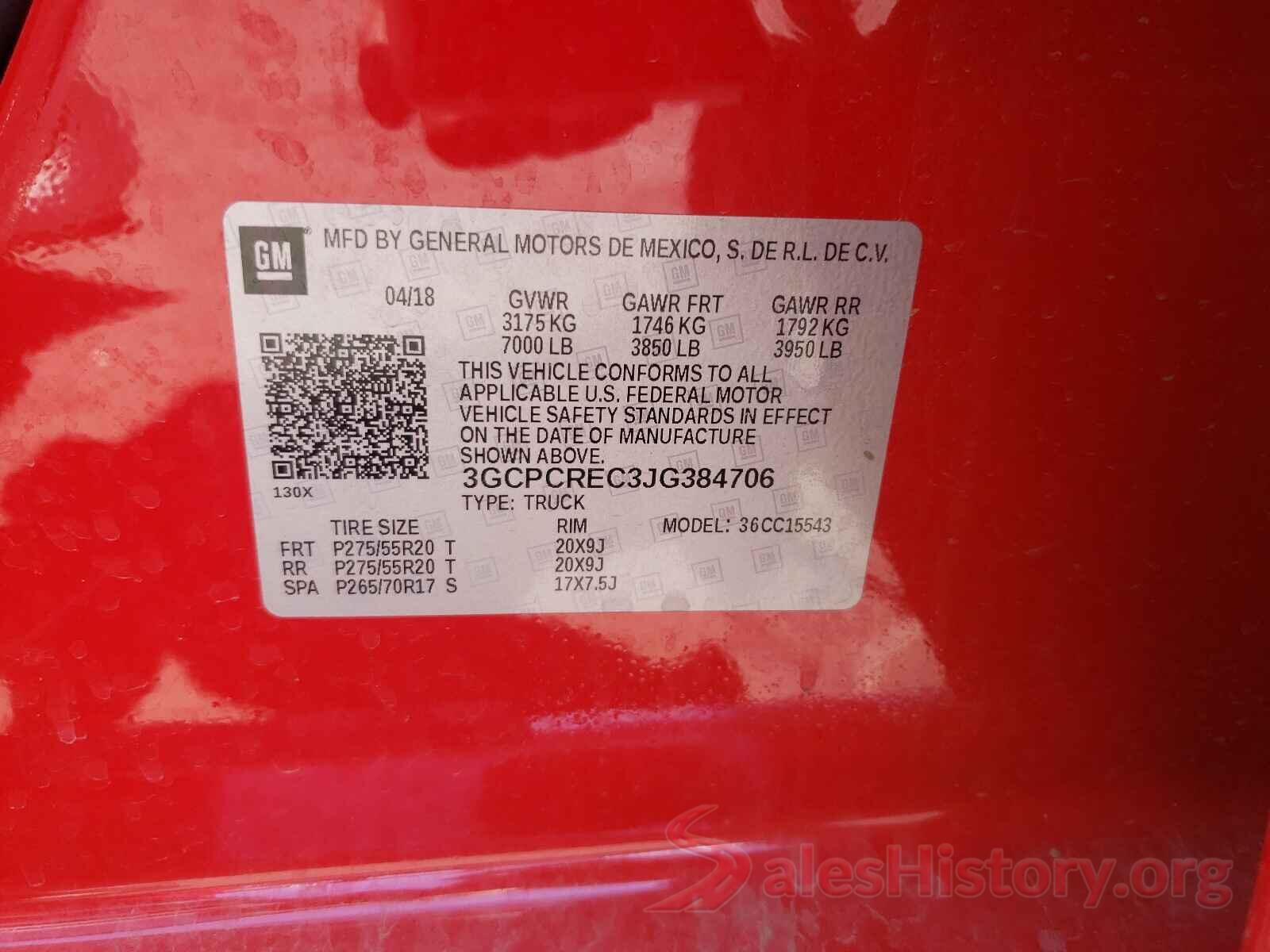 3GCPCREC3JG384706 2018 CHEVROLET SILVERADO