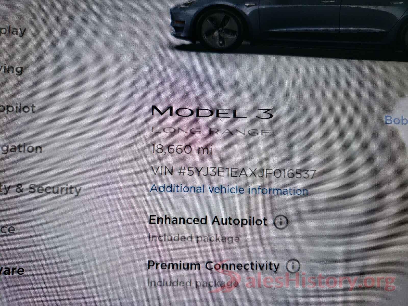 5YJ3E1EAXJF016537 2018 TESLA MODEL 3