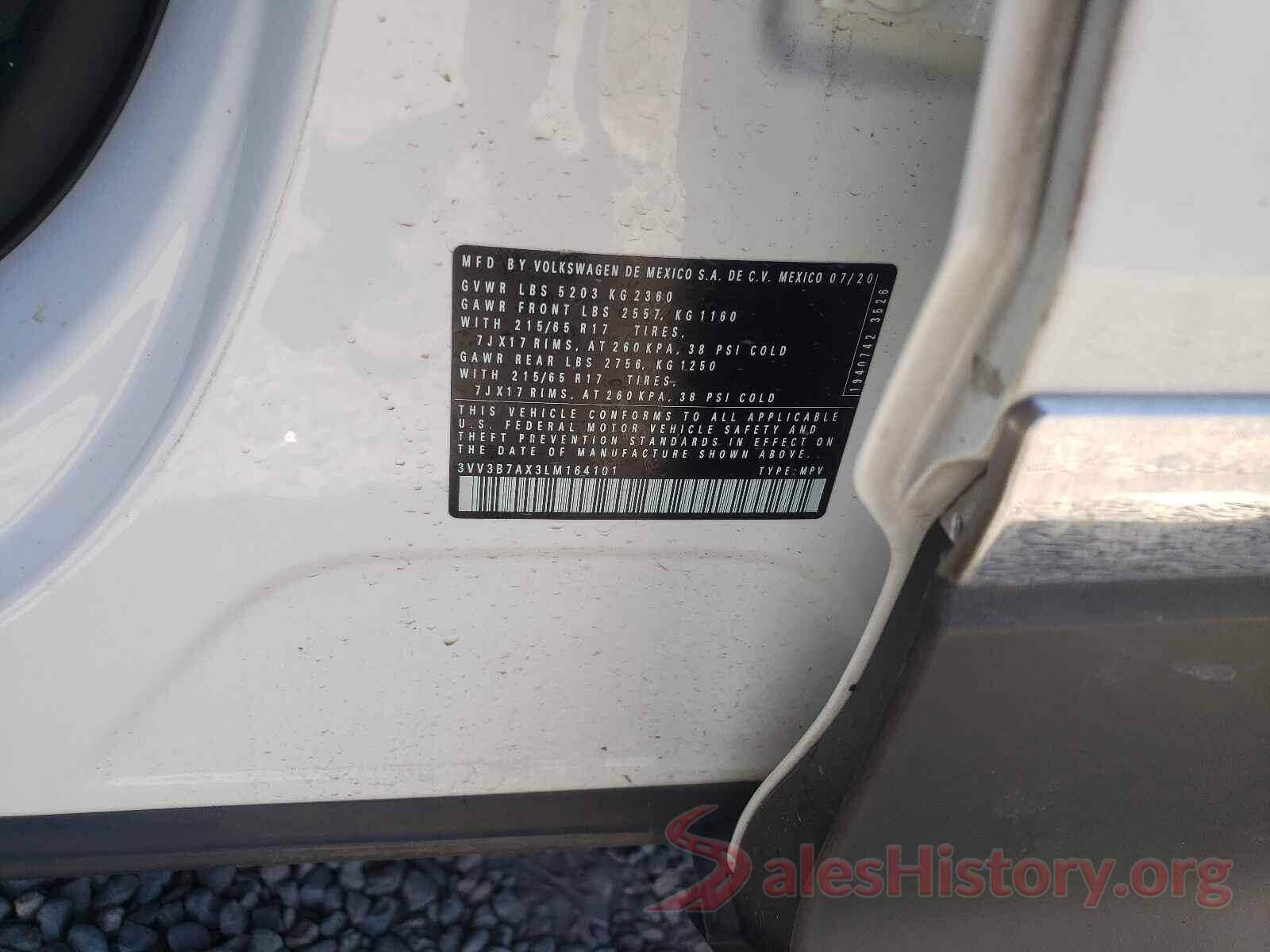 3VV3B7AX3LM164101 2020 VOLKSWAGEN TIGUAN