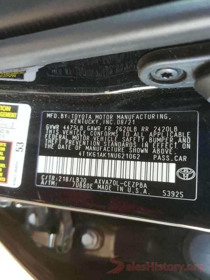 4T1K61AK1NU621062 2022 TOYOTA CAMRY