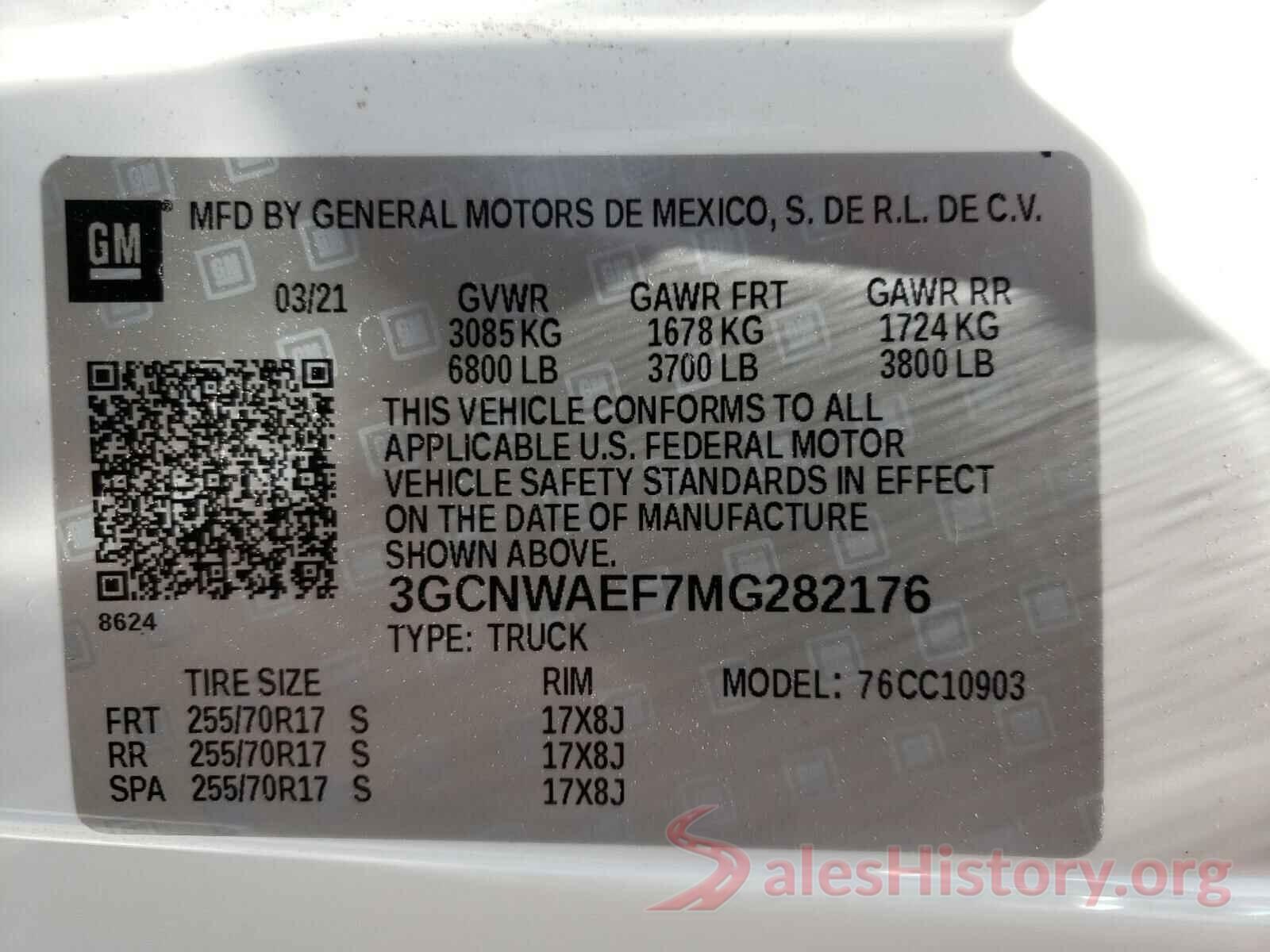 3GCNWAEF7MG282176 2021 CHEVROLET SILVERADO