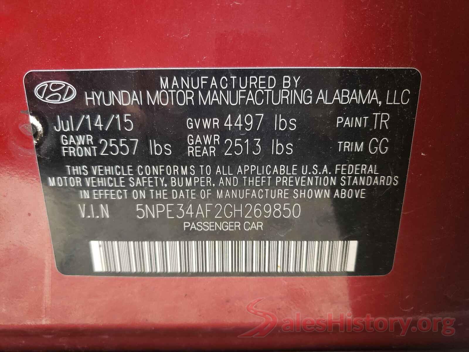 5NPE34AF2GH269850 2016 HYUNDAI SONATA