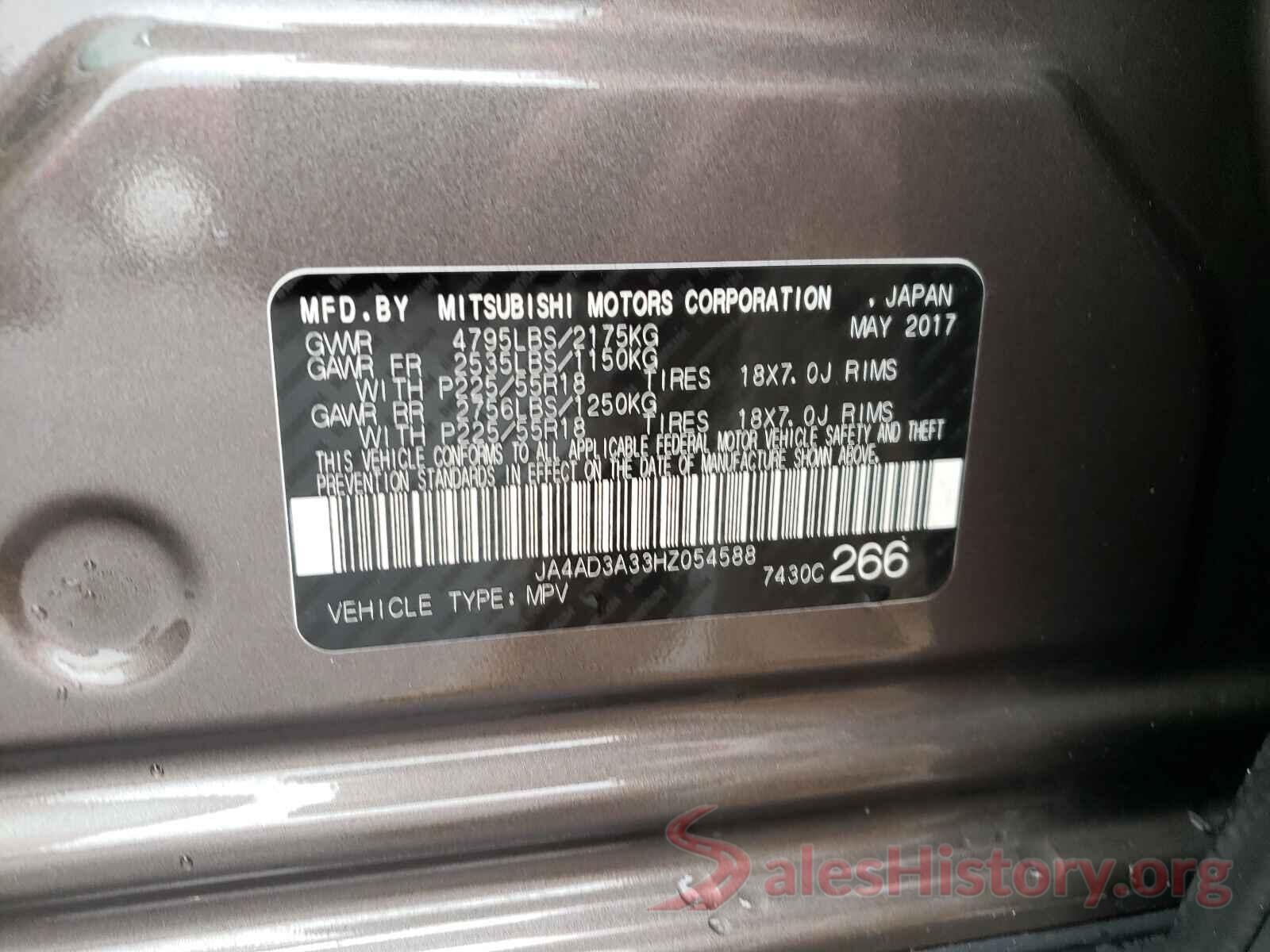 JA4AD3A33HZ054588 2017 MITSUBISHI OUTLANDER