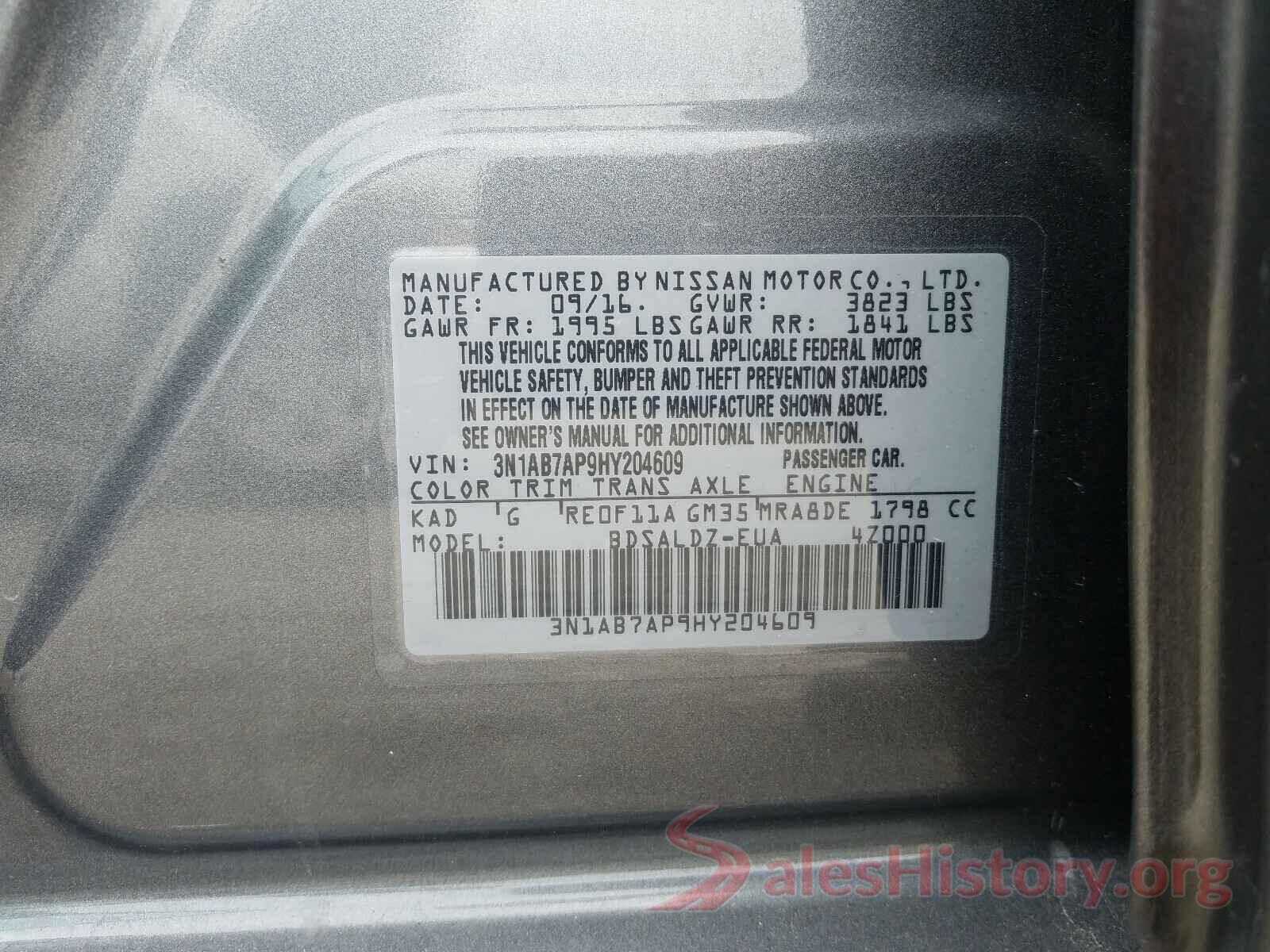 3N1AB7AP9HY204609 2017 NISSAN SENTRA