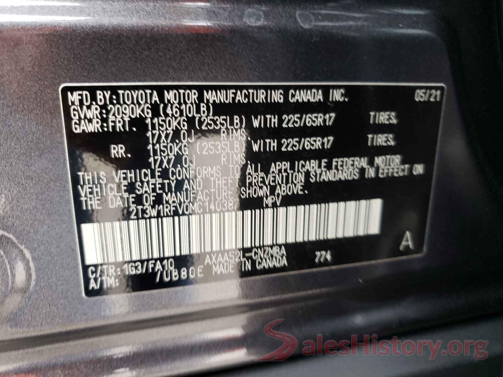 2T3W1RFV0MC140387 2021 TOYOTA RAV4