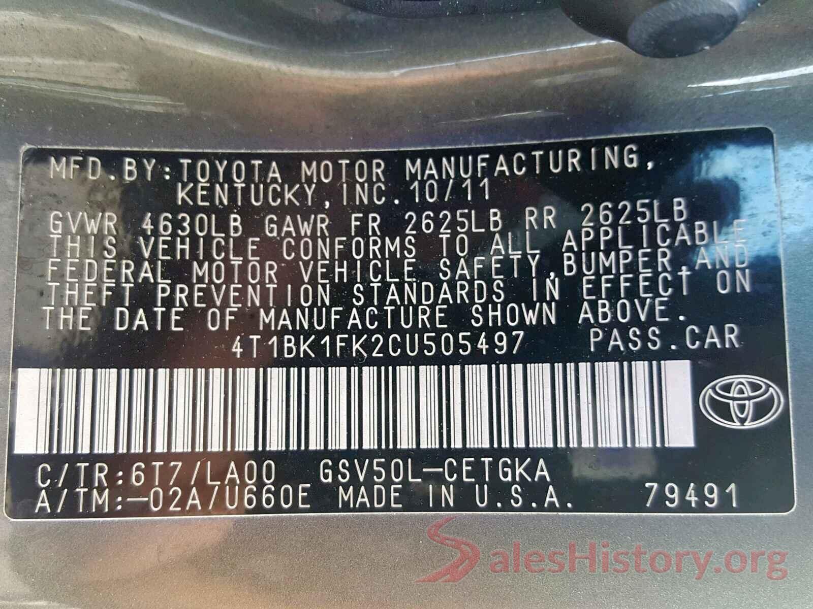 4T1BK1FK2CU505497 2012 TOYOTA CAMRY