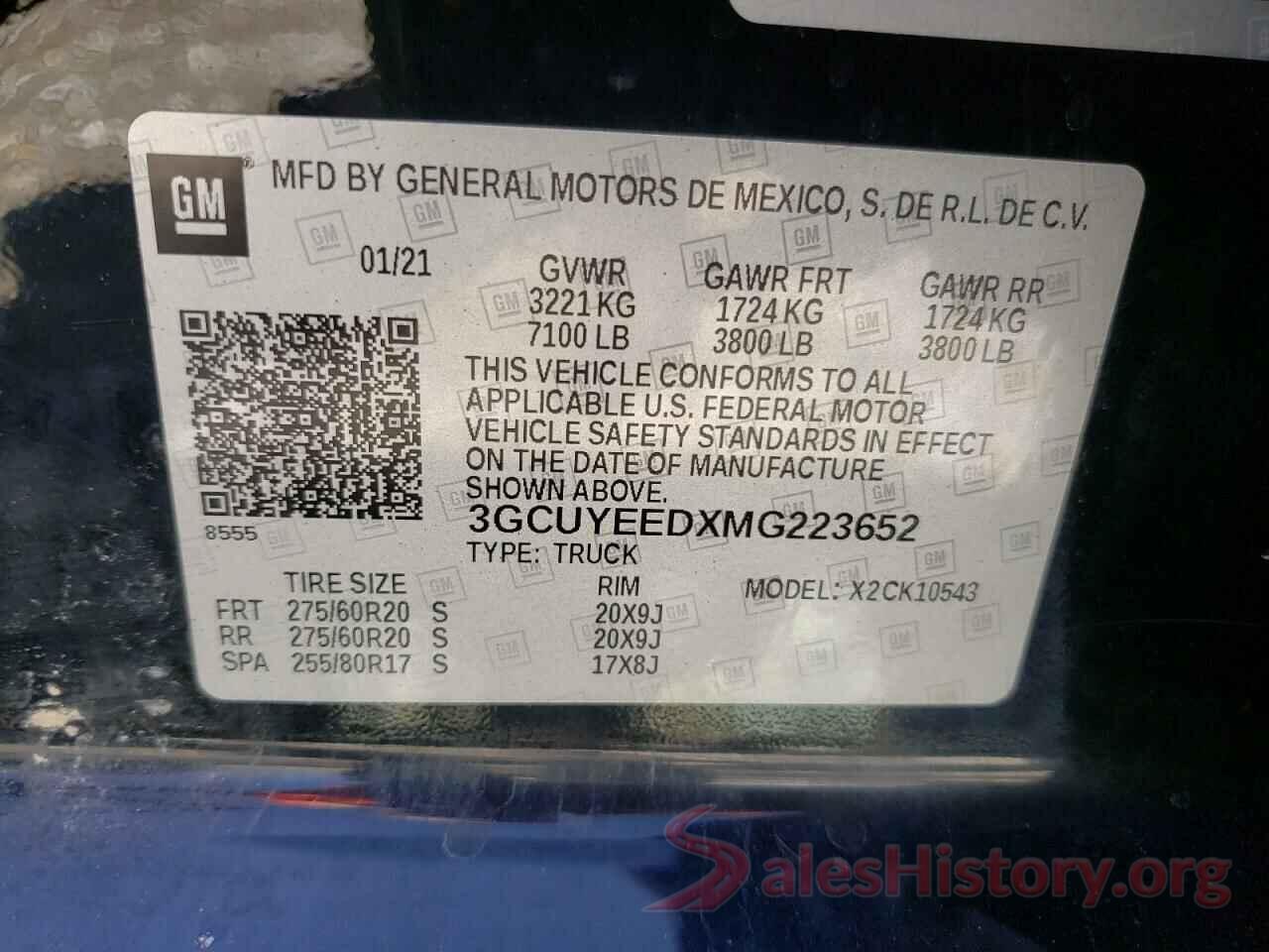 3GCUYEEDXMG223652 2021 CHEVROLET SILVERADO