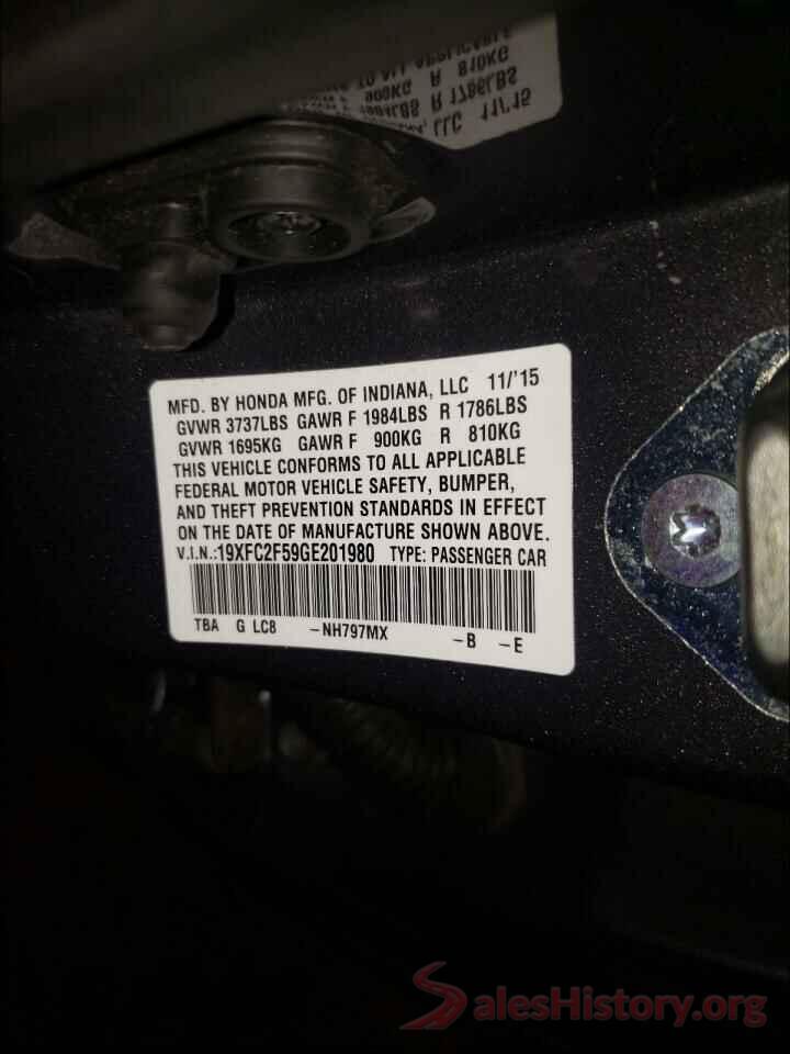 19XFC2F59GE201980 2016 HONDA CIVIC