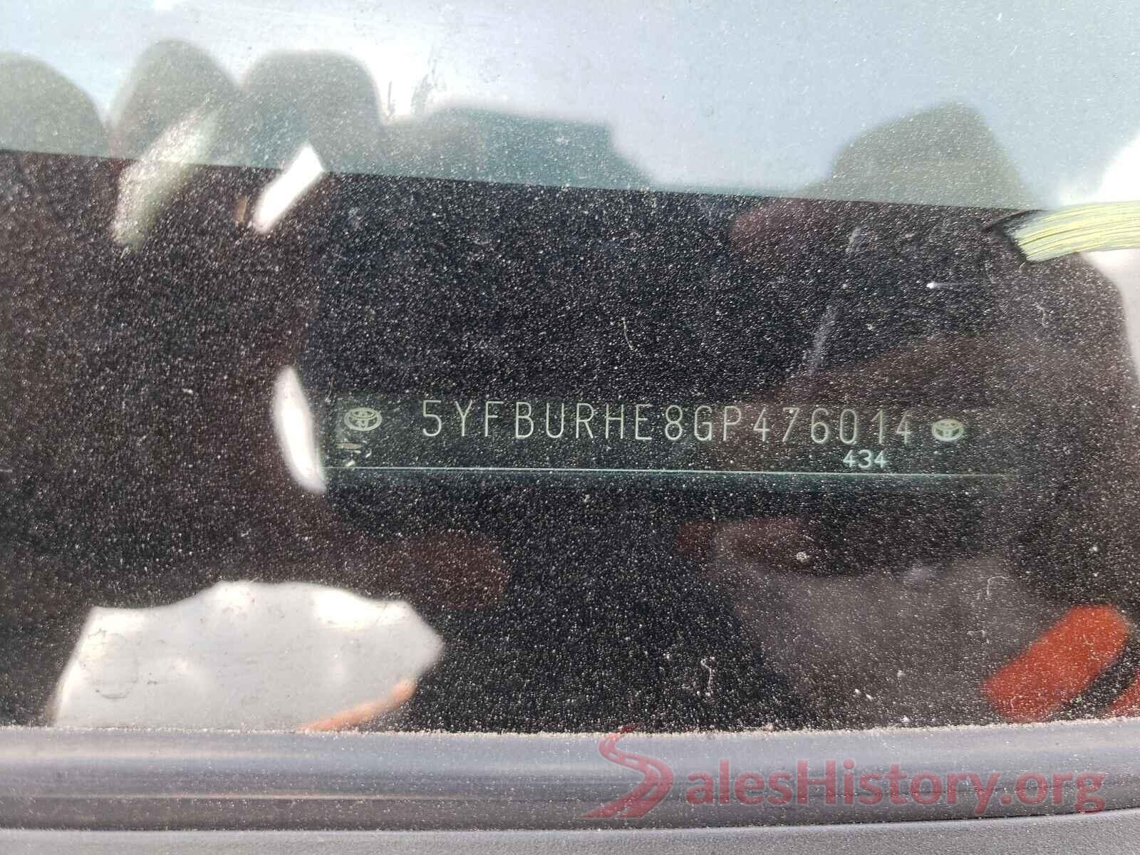 5YFBURHE8GP476014 2016 TOYOTA COROLLA