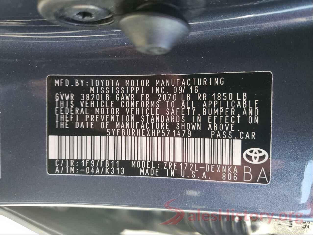 5YFBURHEXHP571479 2017 TOYOTA COROLLA