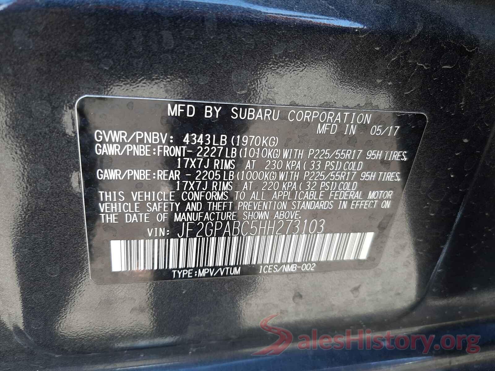 JF2GPABC5HH273103 2017 SUBARU CROSSTREK