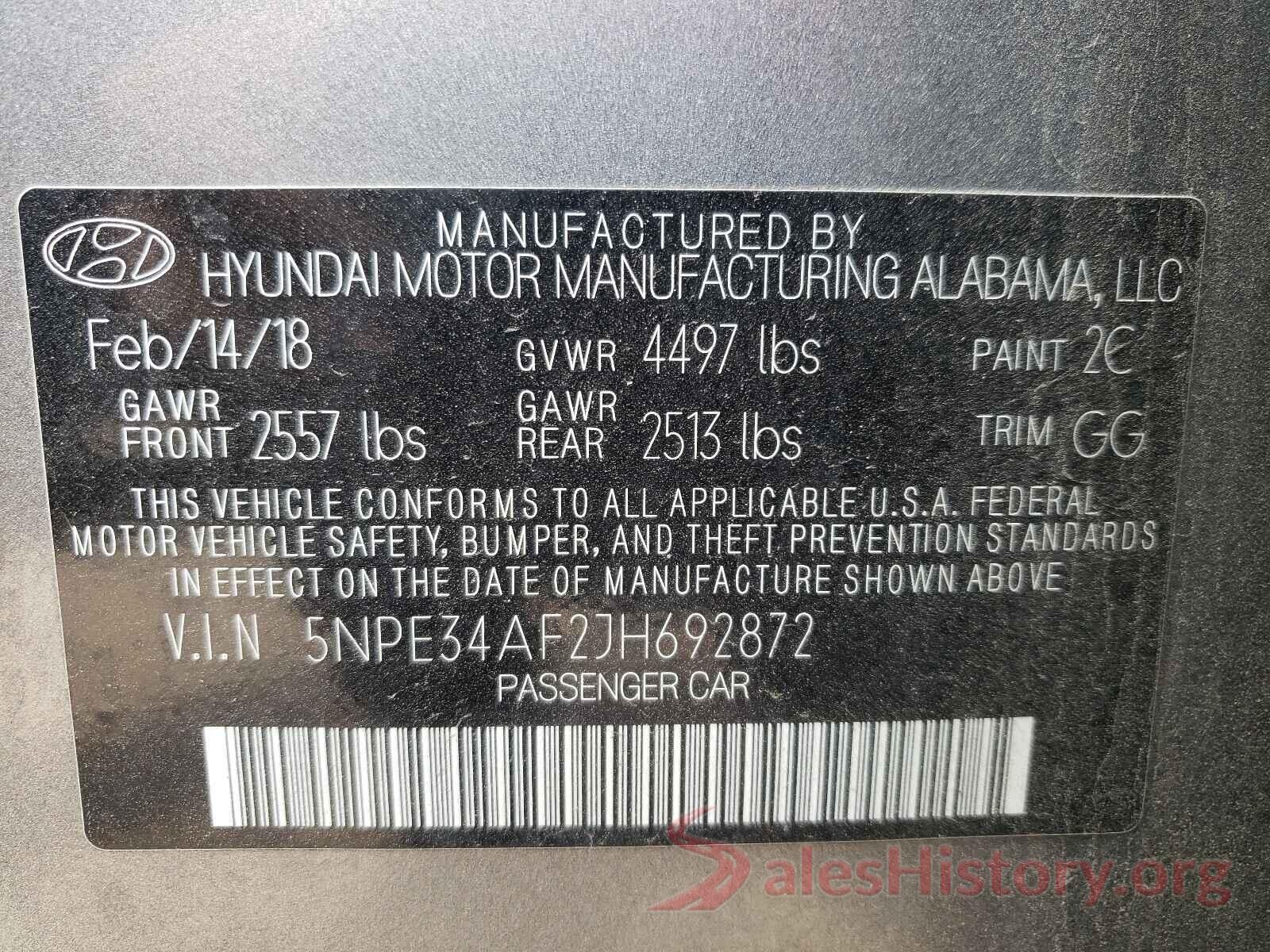 5NPE34AF2JH692872 2018 HYUNDAI SONATA