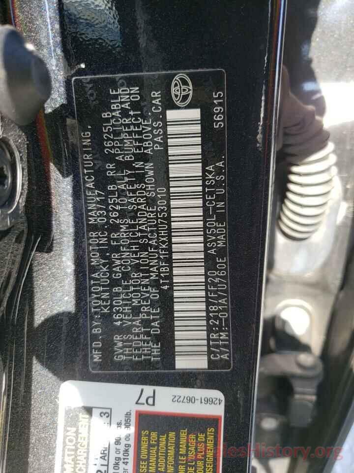 4T1BF1FKXHU753010 2017 TOYOTA CAMRY