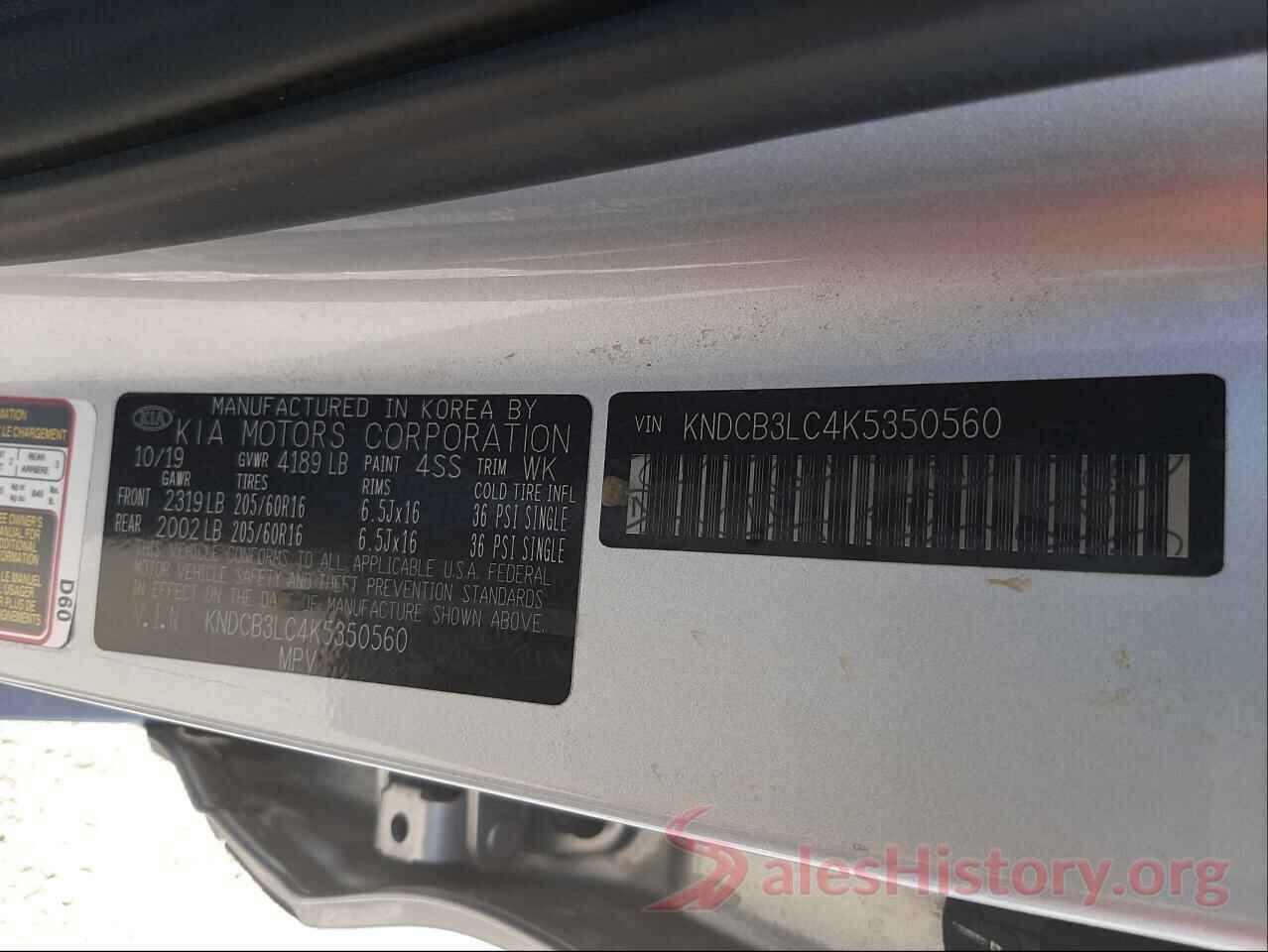 KNDCB3LC4K5350560 2019 KIA NIRO