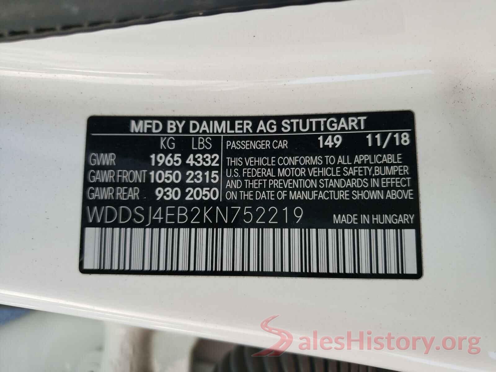 WDDSJ4EB2KN752219 2019 MERCEDES-BENZ CLA-CLASS