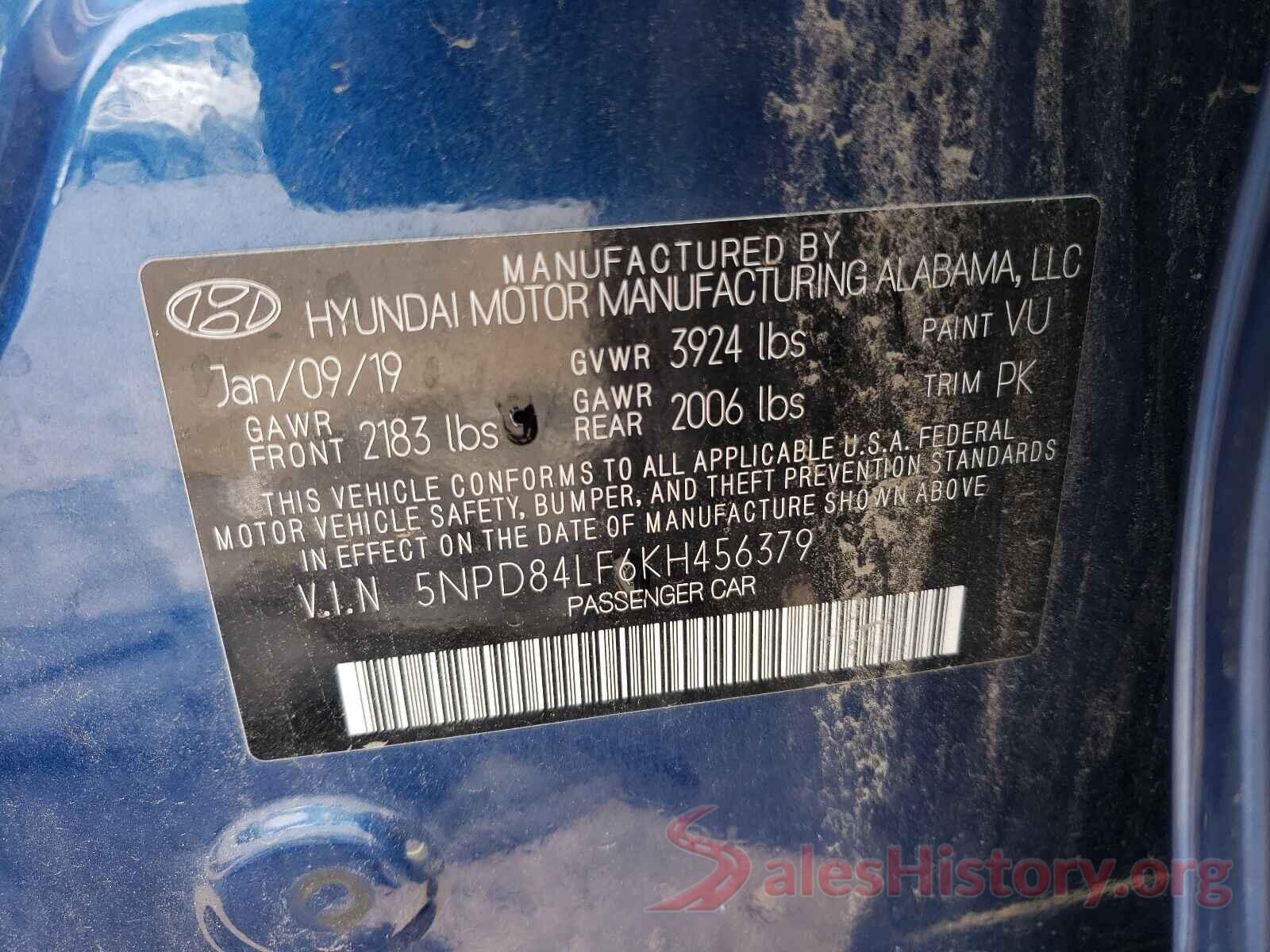 5NPD84LF6KH456379 2019 HYUNDAI ELANTRA