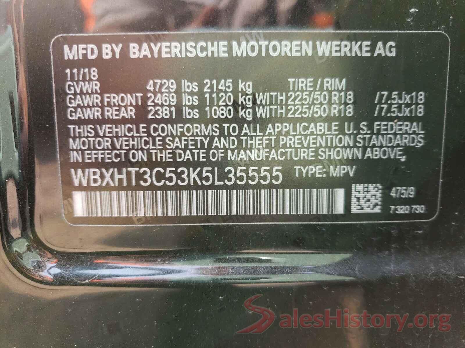 WBXHT3C53K5L35555 2019 BMW X1