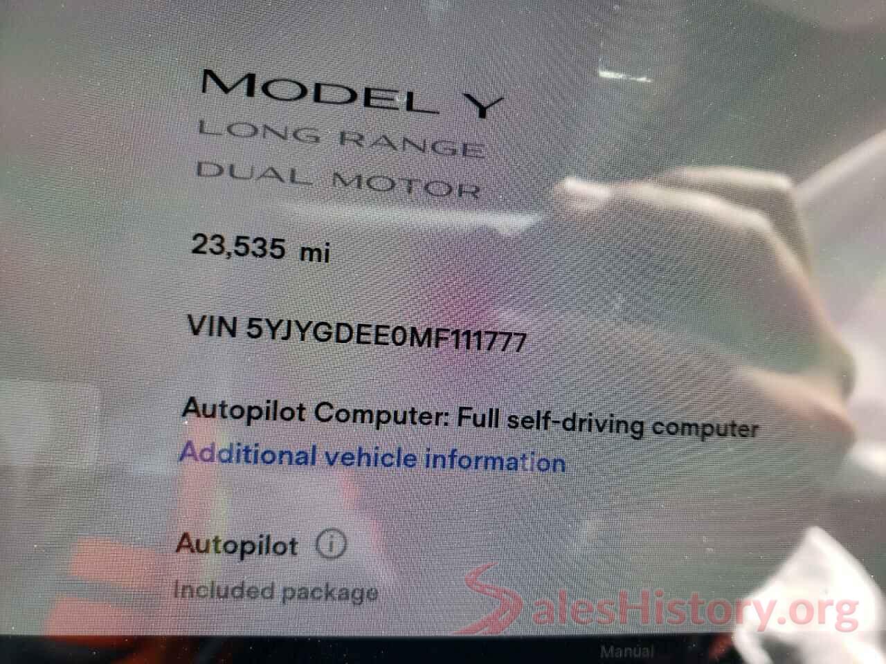 5YJYGDEE0MF111777 2021 TESLA MODEL Y