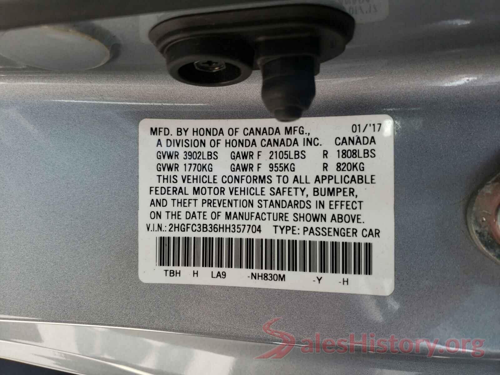 2HGFC3B36HH357704 2017 HONDA CIVIC