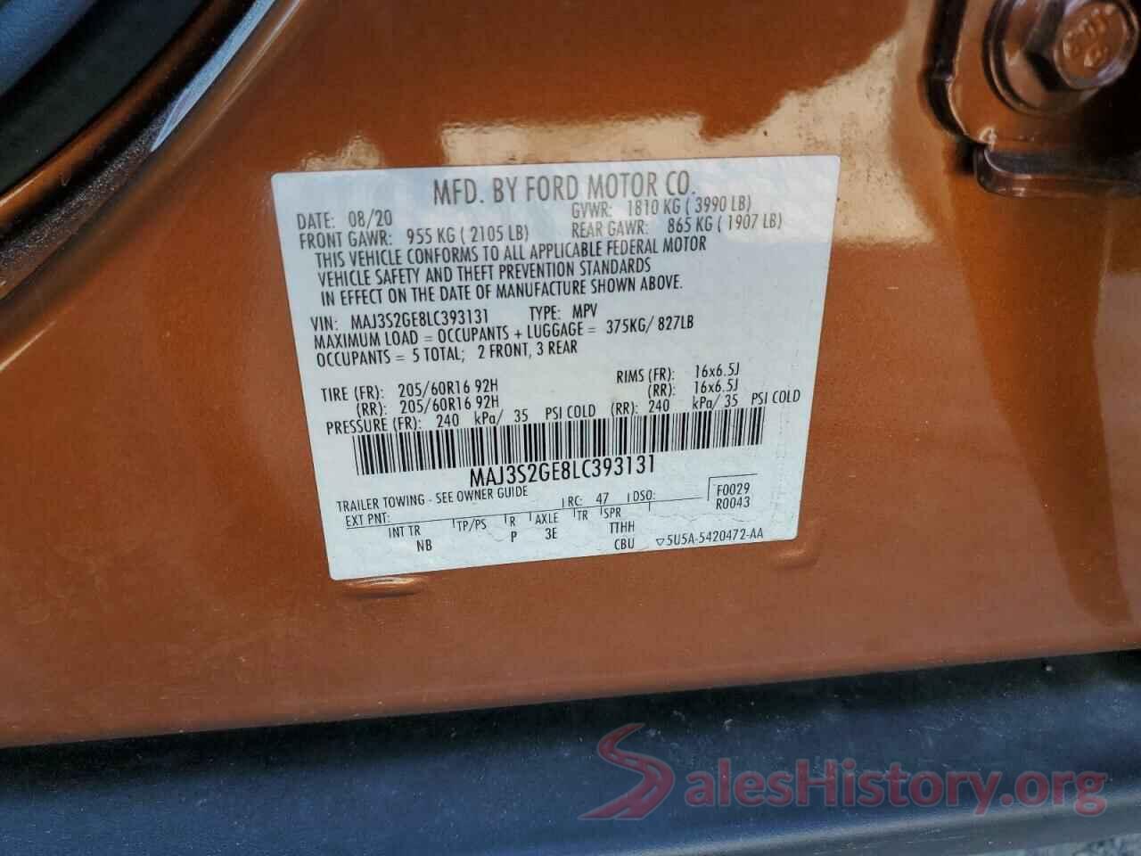 MAJ3S2GE8LC393131 2020 FORD ECOSPORT