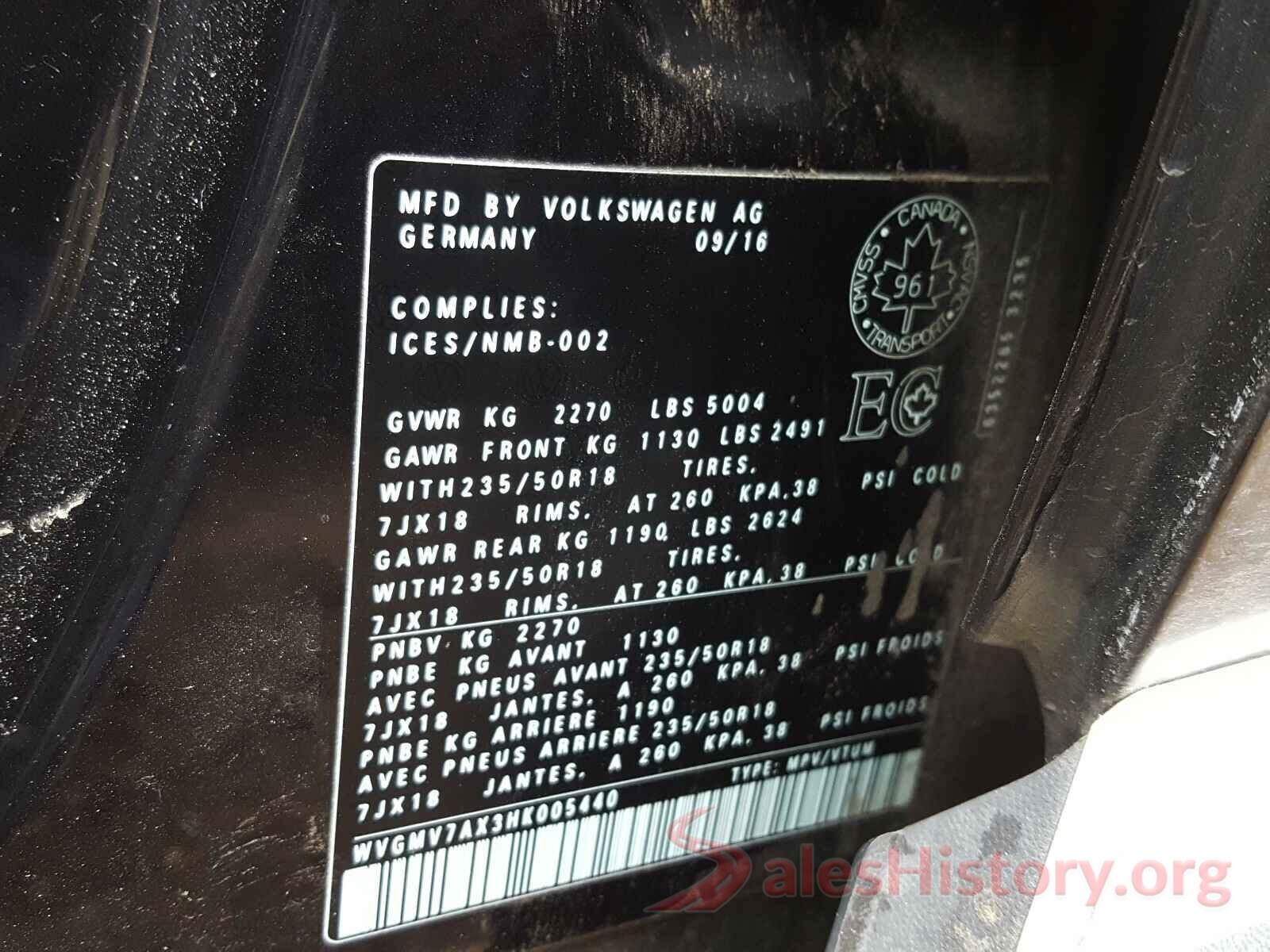 WVGMV7AX3HK005440 2017 VOLKSWAGEN TIGUAN