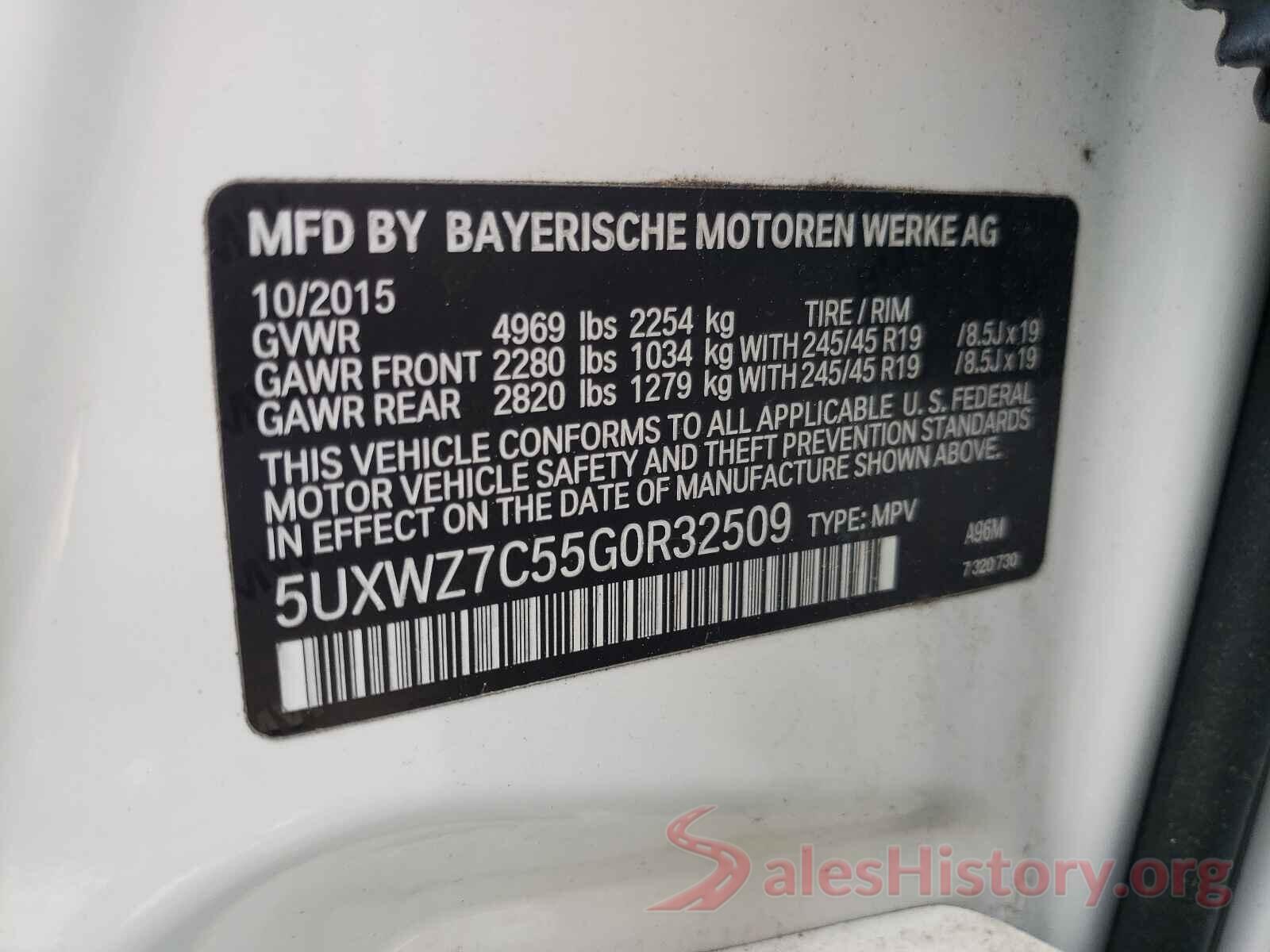 5UXWZ7C55G0R32509 2016 BMW X3