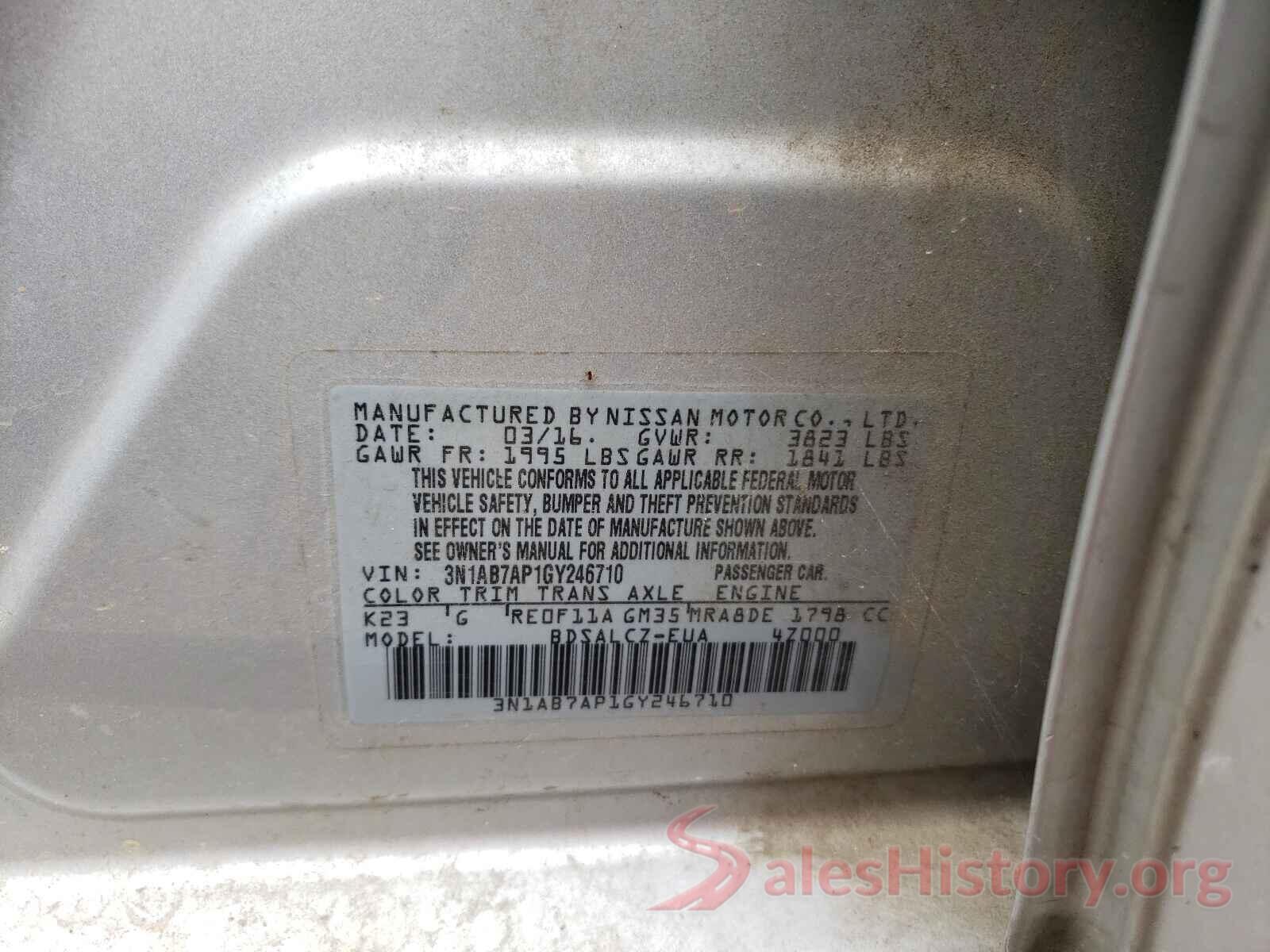 3N1AB7AP1GY246710 2016 NISSAN SENTRA