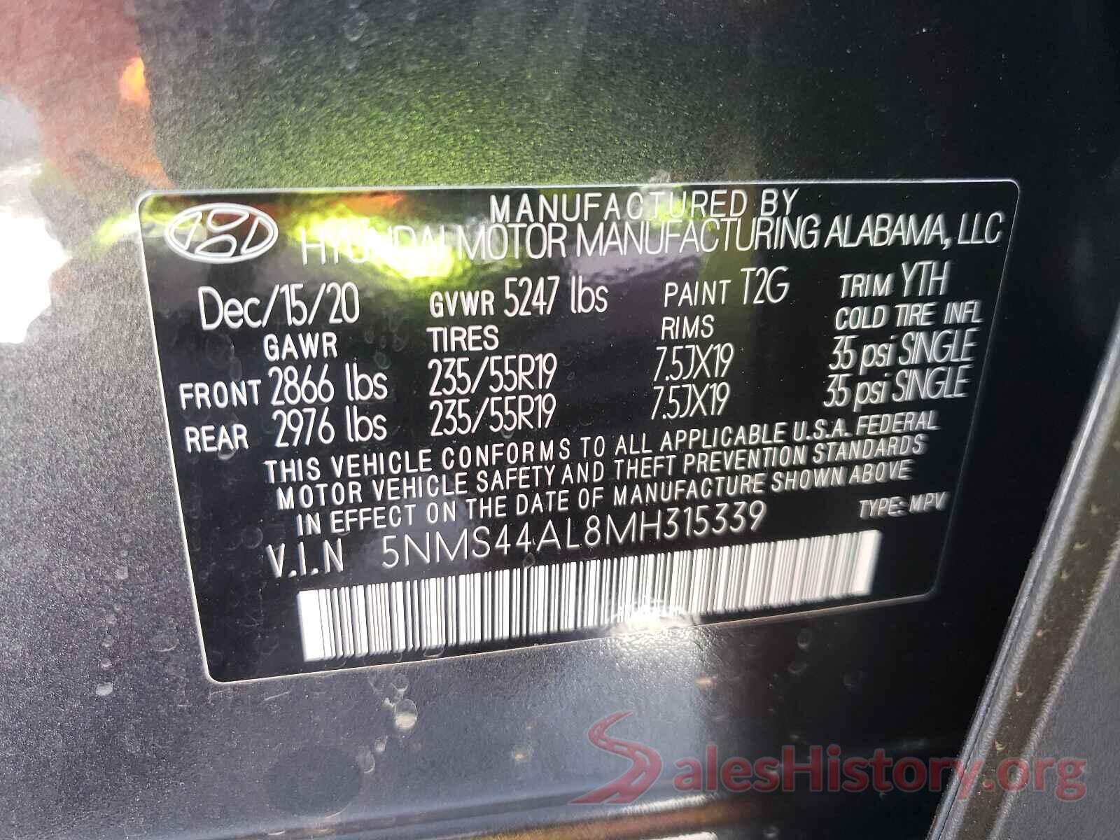 5NMS44AL8MH315339 2021 HYUNDAI SANTA FE