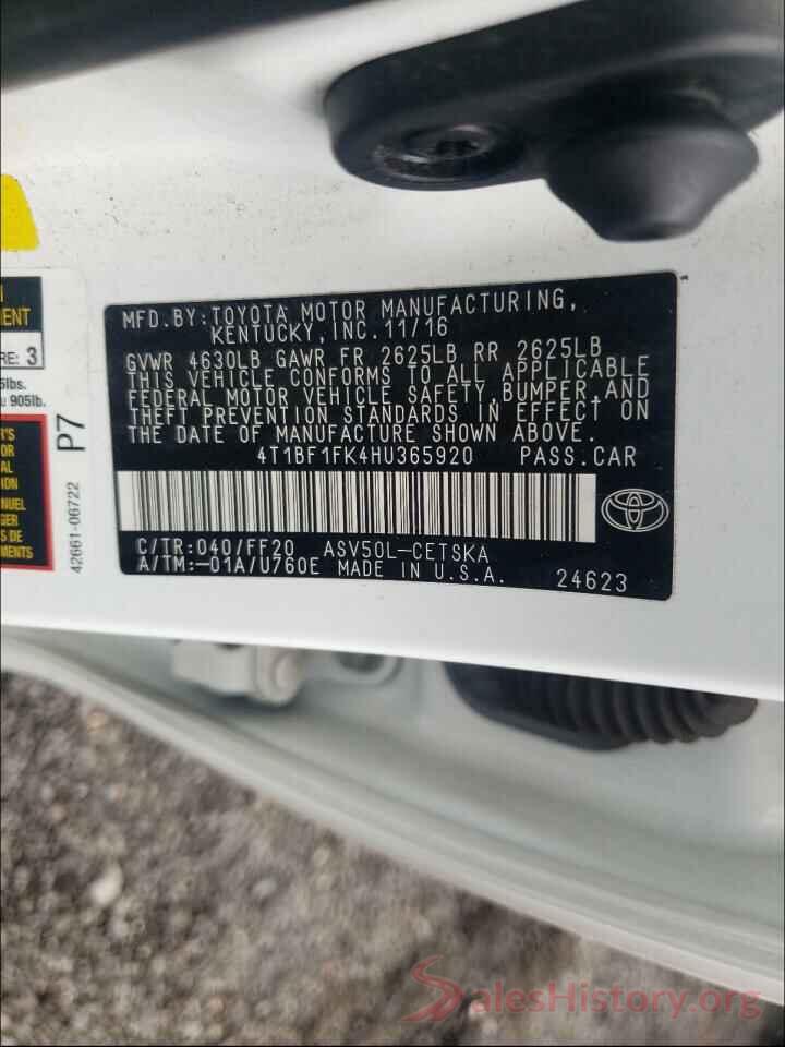 4T1BF1FK4HU365920 2017 TOYOTA CAMRY