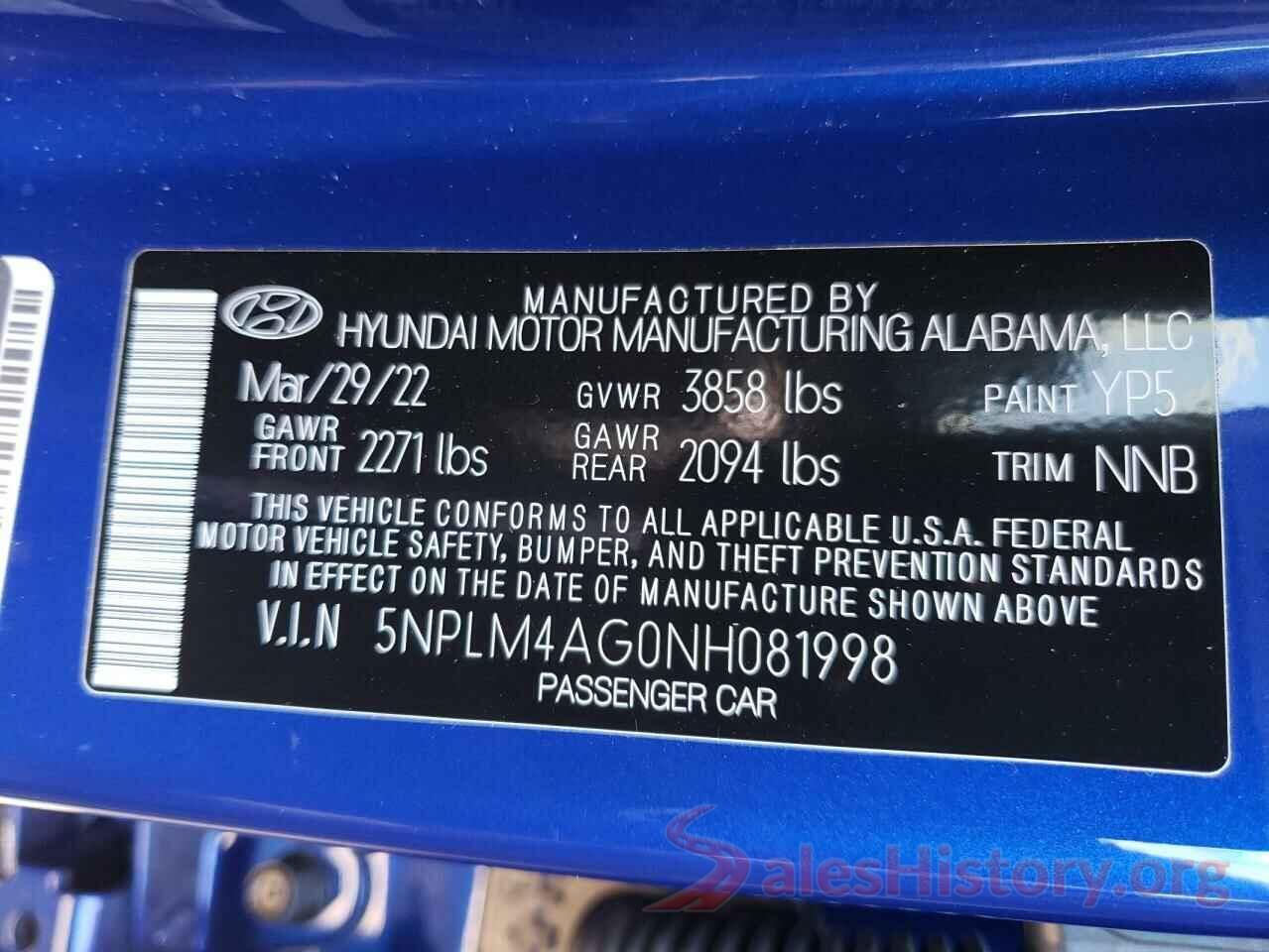 5NPLM4AG0NH081998 2022 HYUNDAI ELANTRA