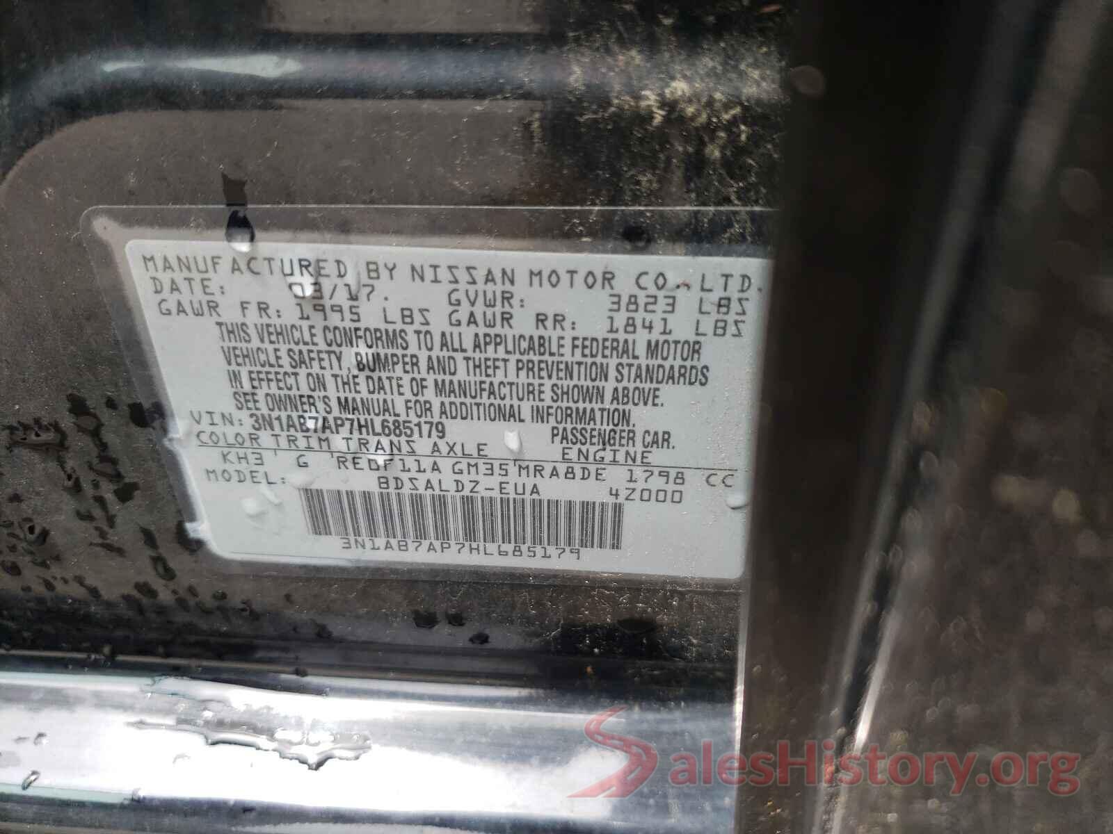 3N1AB7AP7HL685179 2017 NISSAN SENTRA