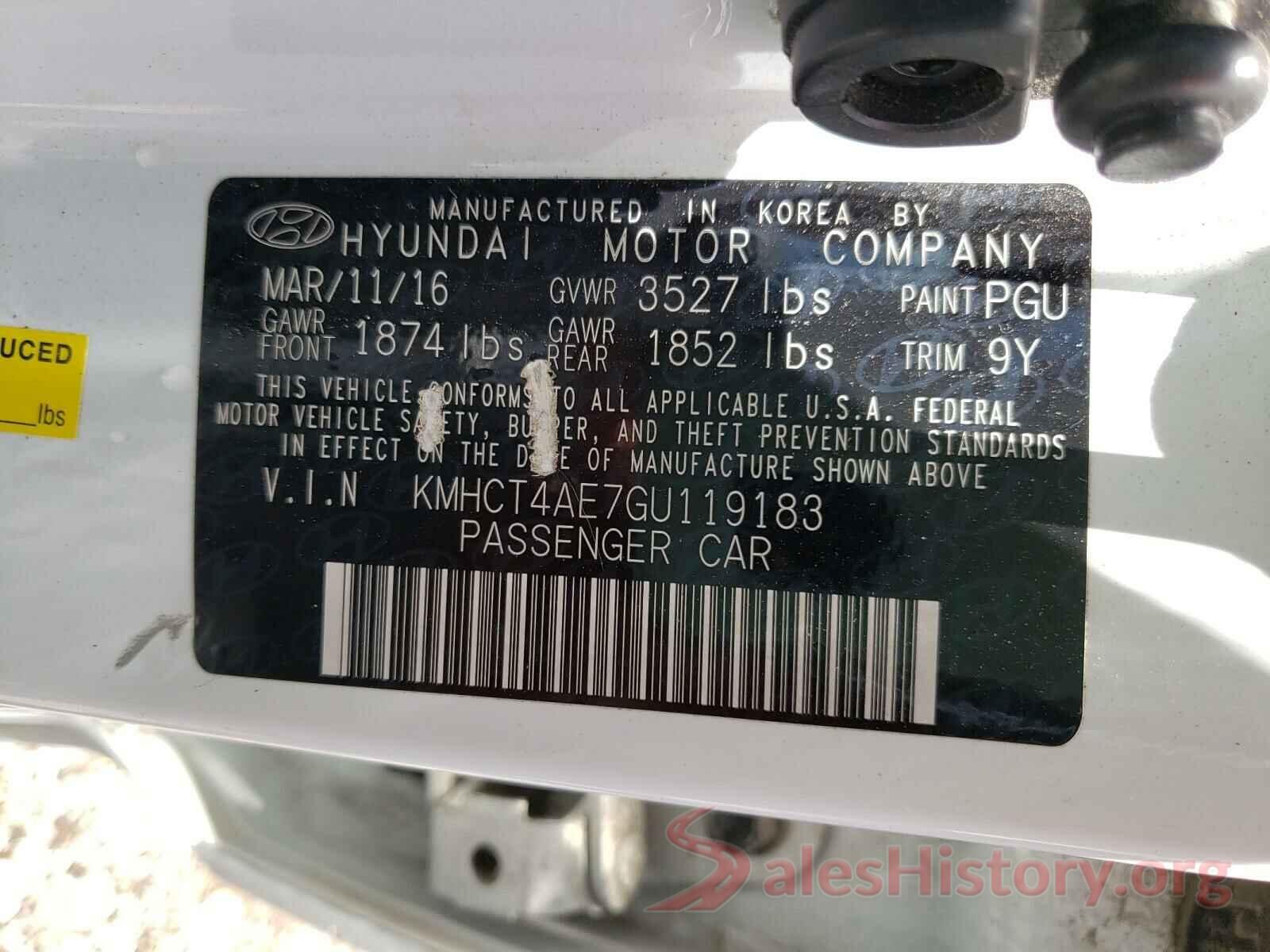 KMHCT4AE7GU119183 2016 HYUNDAI ACCENT