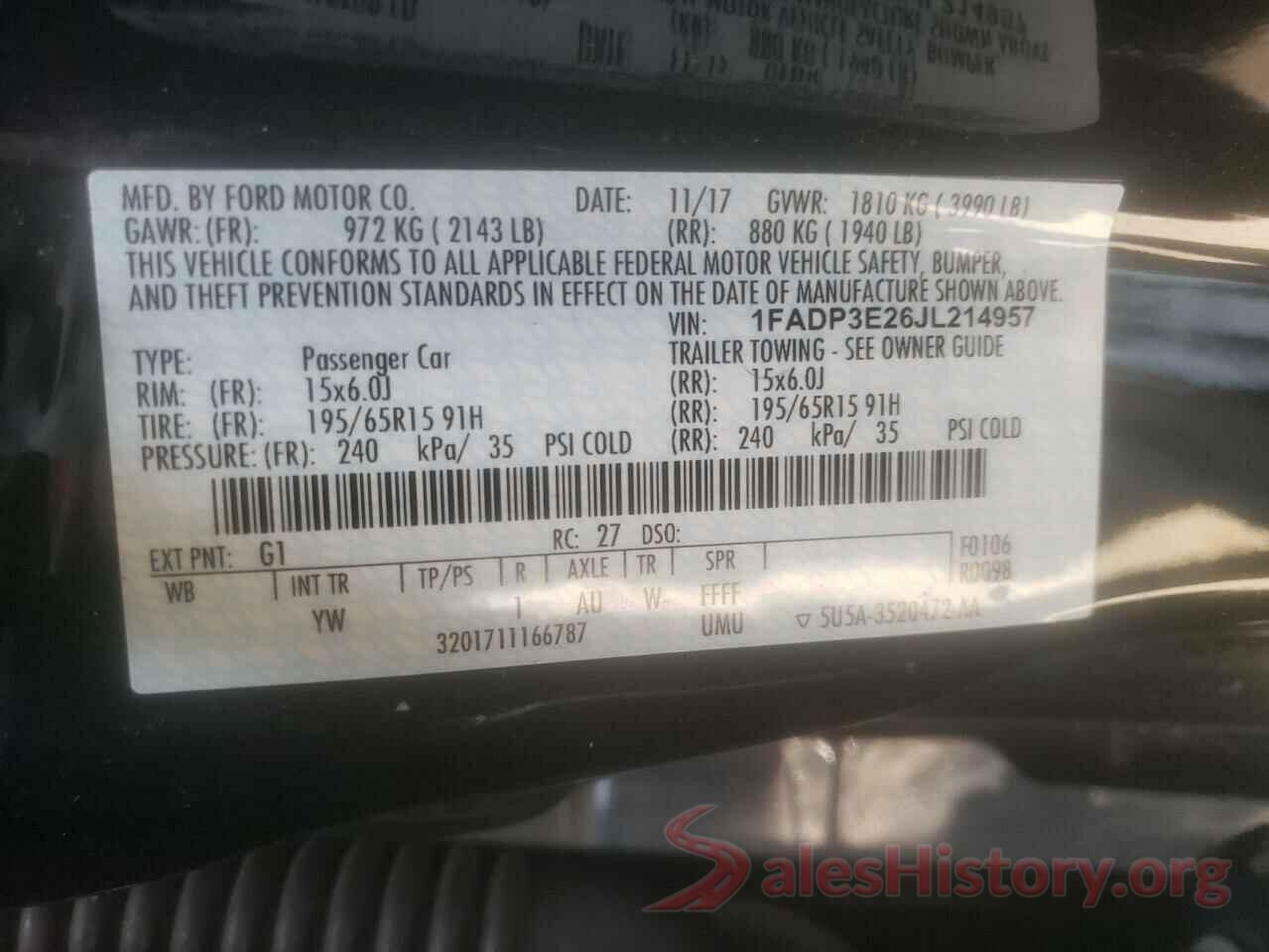 1FADP3E26JL214957 2018 FORD FOCUS