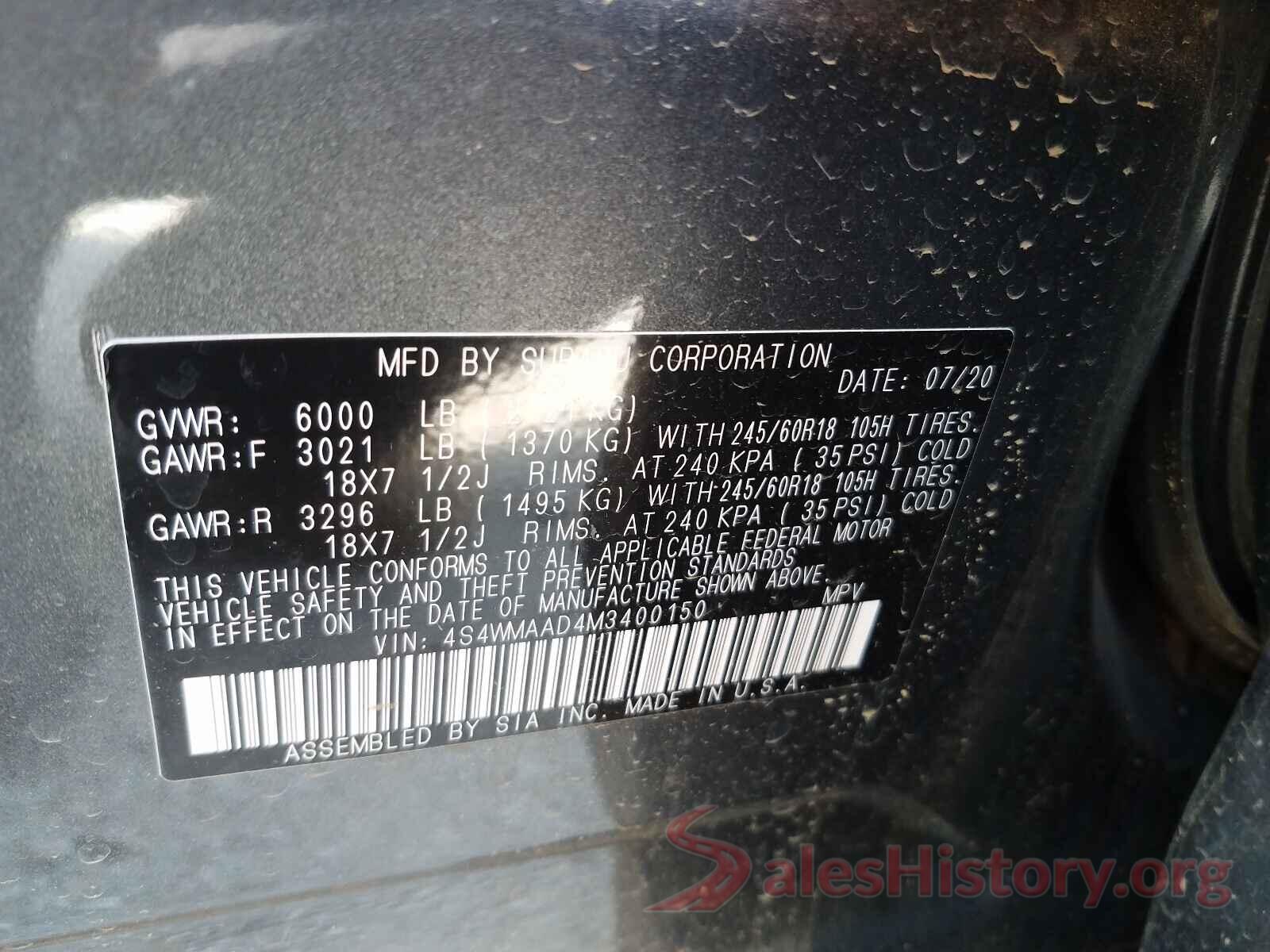 4S4WMAAD4M3400150 2021 SUBARU ASCENT