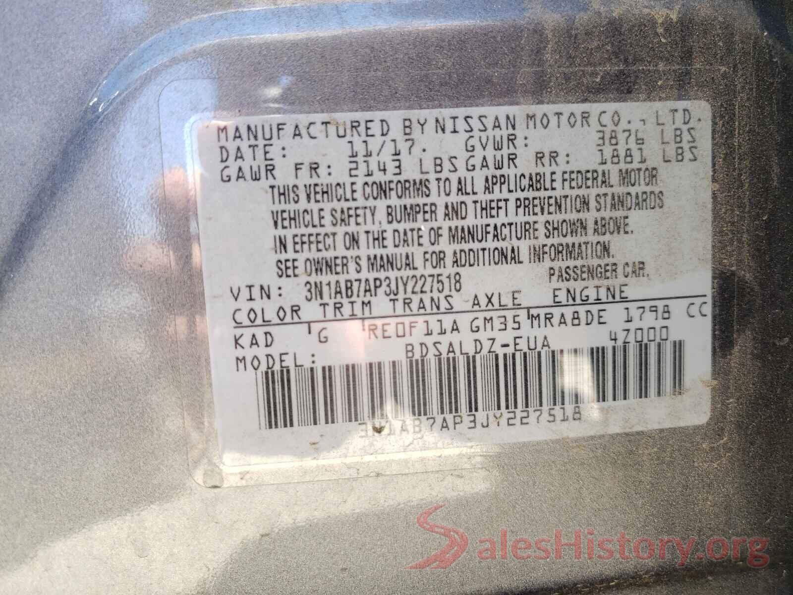 3N1AB7AP3JY227518 2018 NISSAN SENTRA